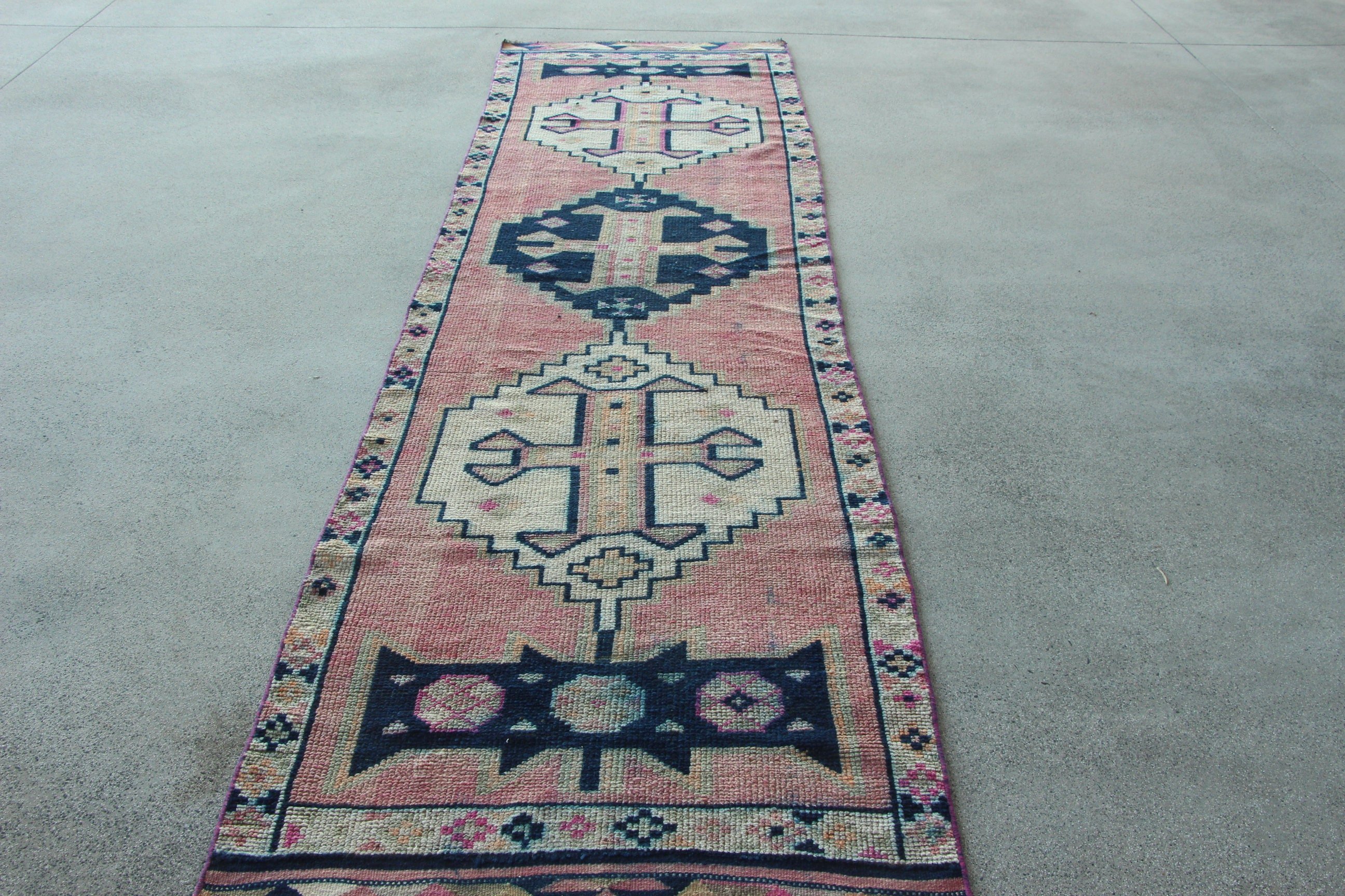 Pink Antique Rug, Turkish Rugs, Vintage Rug, Corridor Rug, Traditional Rugs, Hallway Rug, 3.1x11 ft Runner Rug, Statement Rugs, Neutral Rug