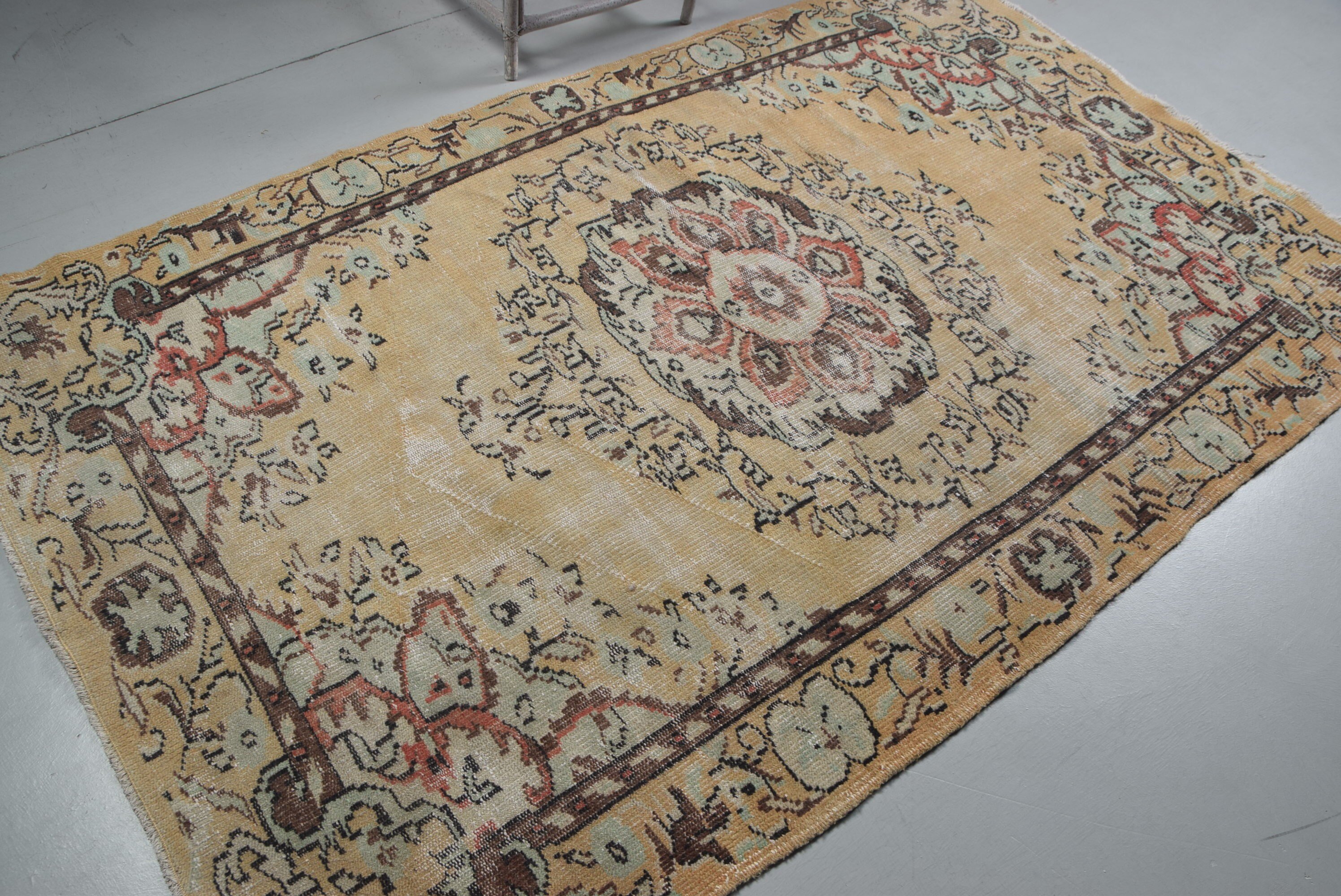 4.9x8 ft Alan Halısı, Vintage Halı, Mutfak Halıları, Özel Halılar, Yün Halı, Yemek Odası Halısı, Kahverengi Oryantal Halı, Türk Halısı