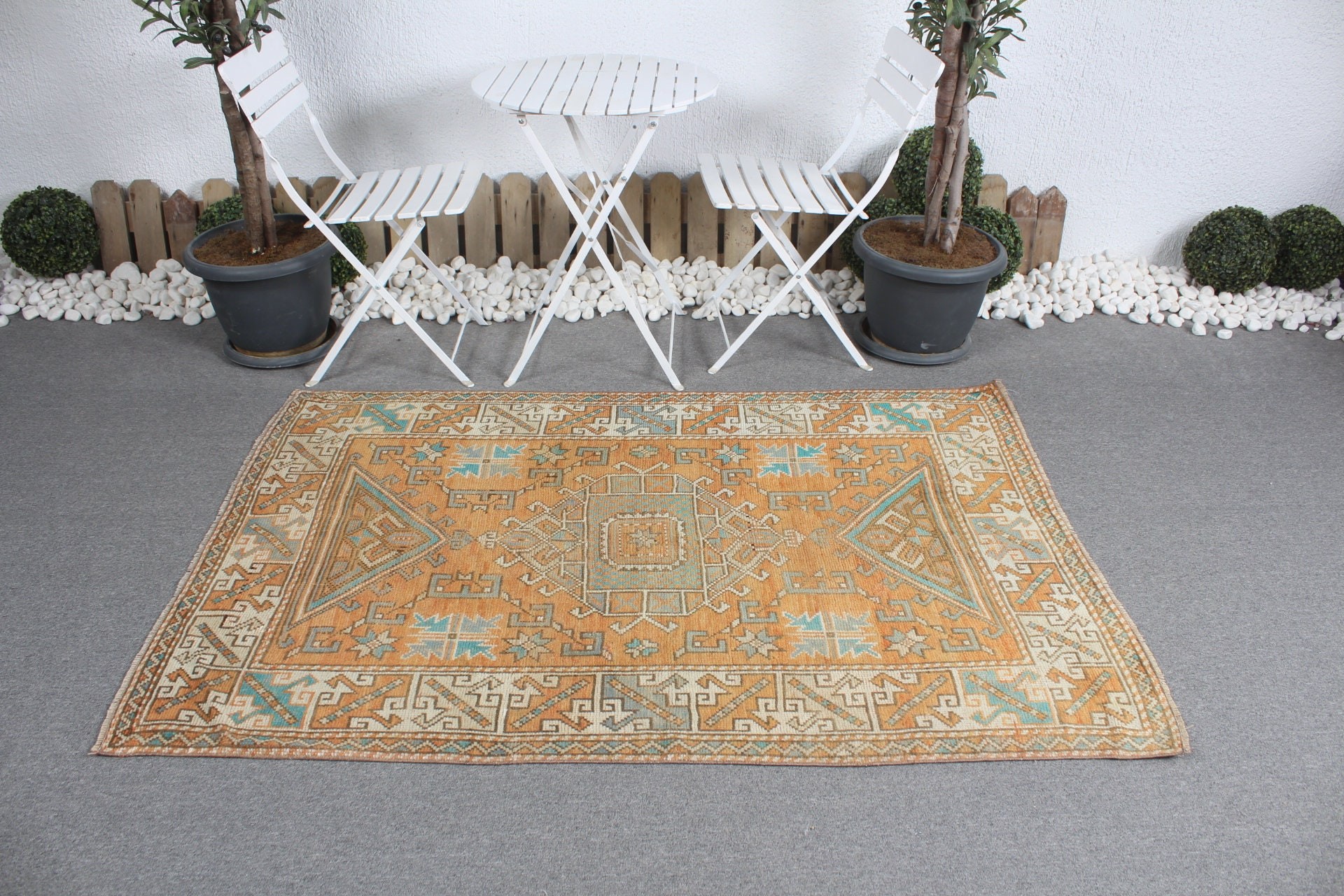 Giriş Halısı, Vintage Halı, Türk Halısı, 4x6 ft Accent Halısı, Giriş Halıları, Soğuk Halı, Ev Dekor Halısı, Yatak Odası Halısı, Turuncu Fas Halıları