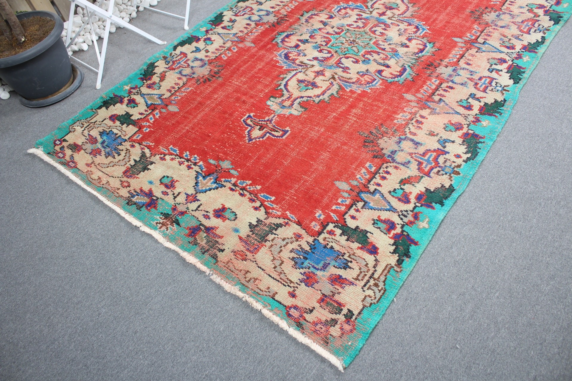 Vintage Rugs, Red Home Decor Rug, Turkish Rug, 5.2x8.1 ft Large Rug, Natural Rug, Oriental Rug, Salon Rugs, Anatolian Rug, Dining Room Rugs