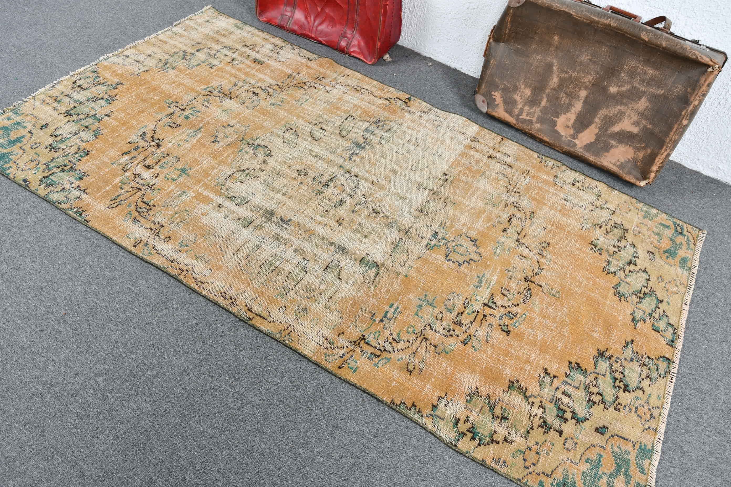 Kitchen Rug, Rugs for Nursery, Vintage Rugs, Turkish Rug, Floor Rug, Anatolian Rugs, Antique Rug, Yellow  4x7.5 ft Area Rugs