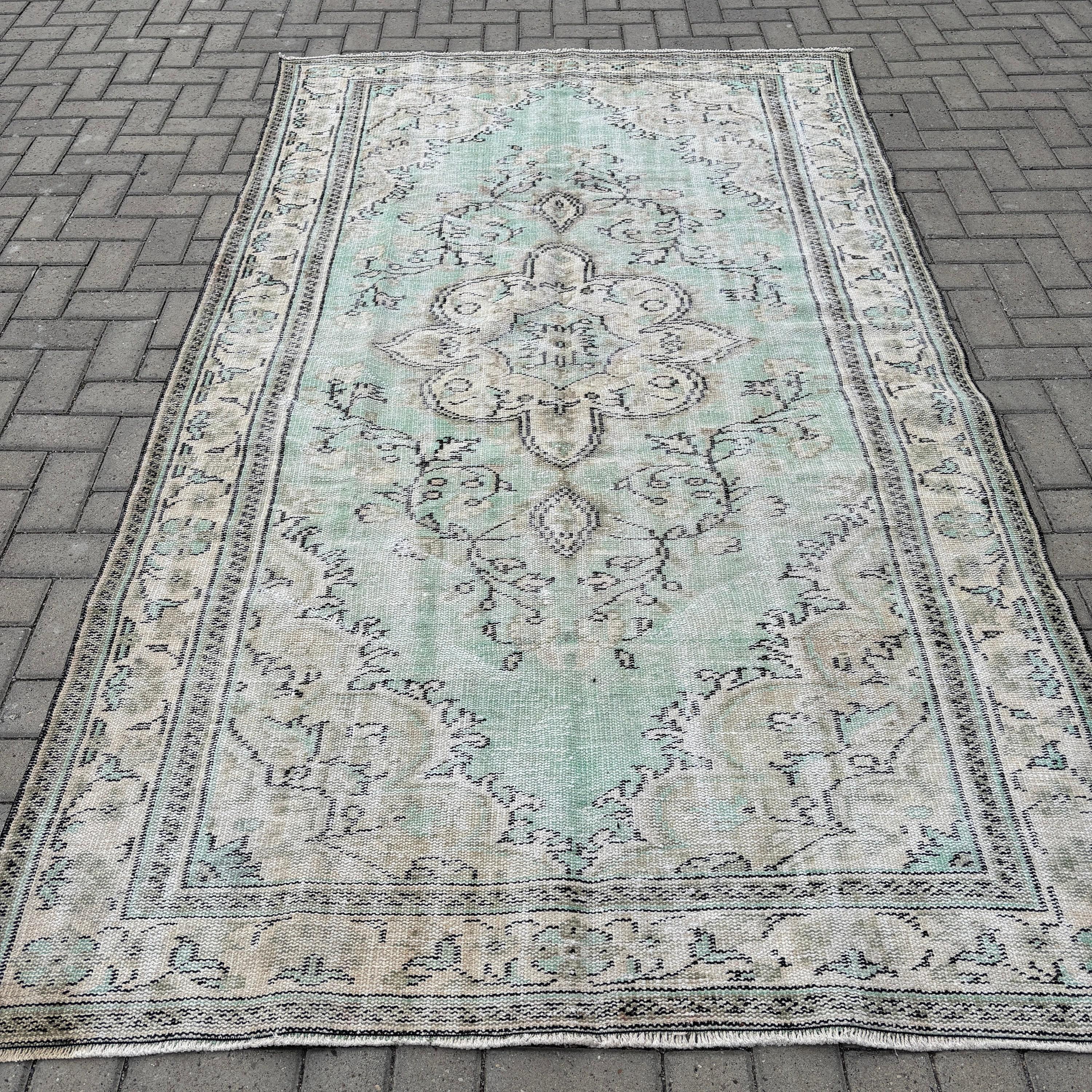 Bej El Dokuma Halı, Oryantal Halılar, Oturma Odası Halısı, Anadolu Halısı, Vintage Halılar, 5.1x8.9 ft Büyük Halılar, Türk Halıları, Büyük Boho Halısı