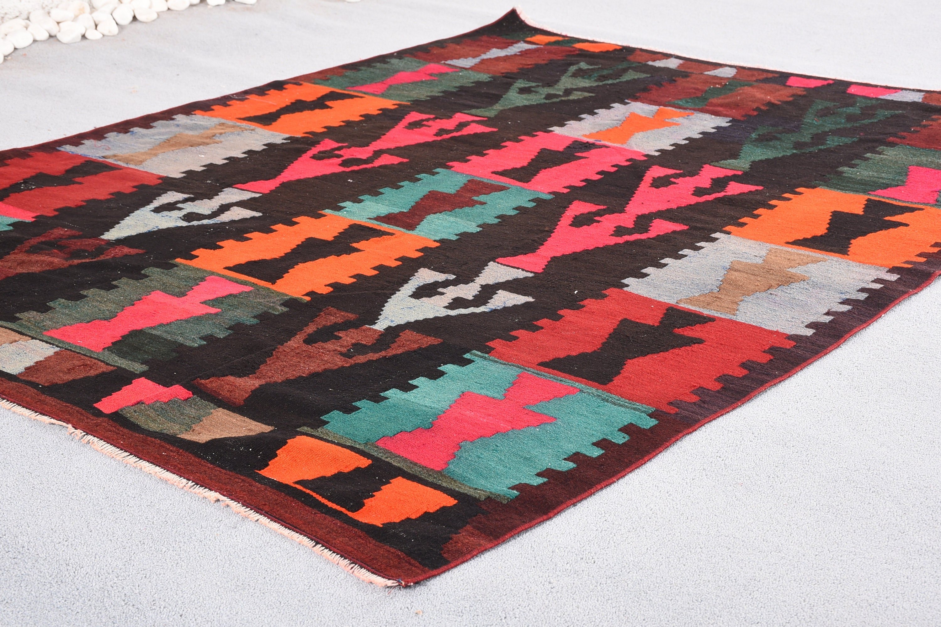 Fas Halıları, Vintage Halı, Kahverengi Antika Halılar, Antika Halı, Kilim, Oturma Odası Halısı, Çocuk Halıları, 4.6x6.4 ft Alan Halıları, Türk Halısı