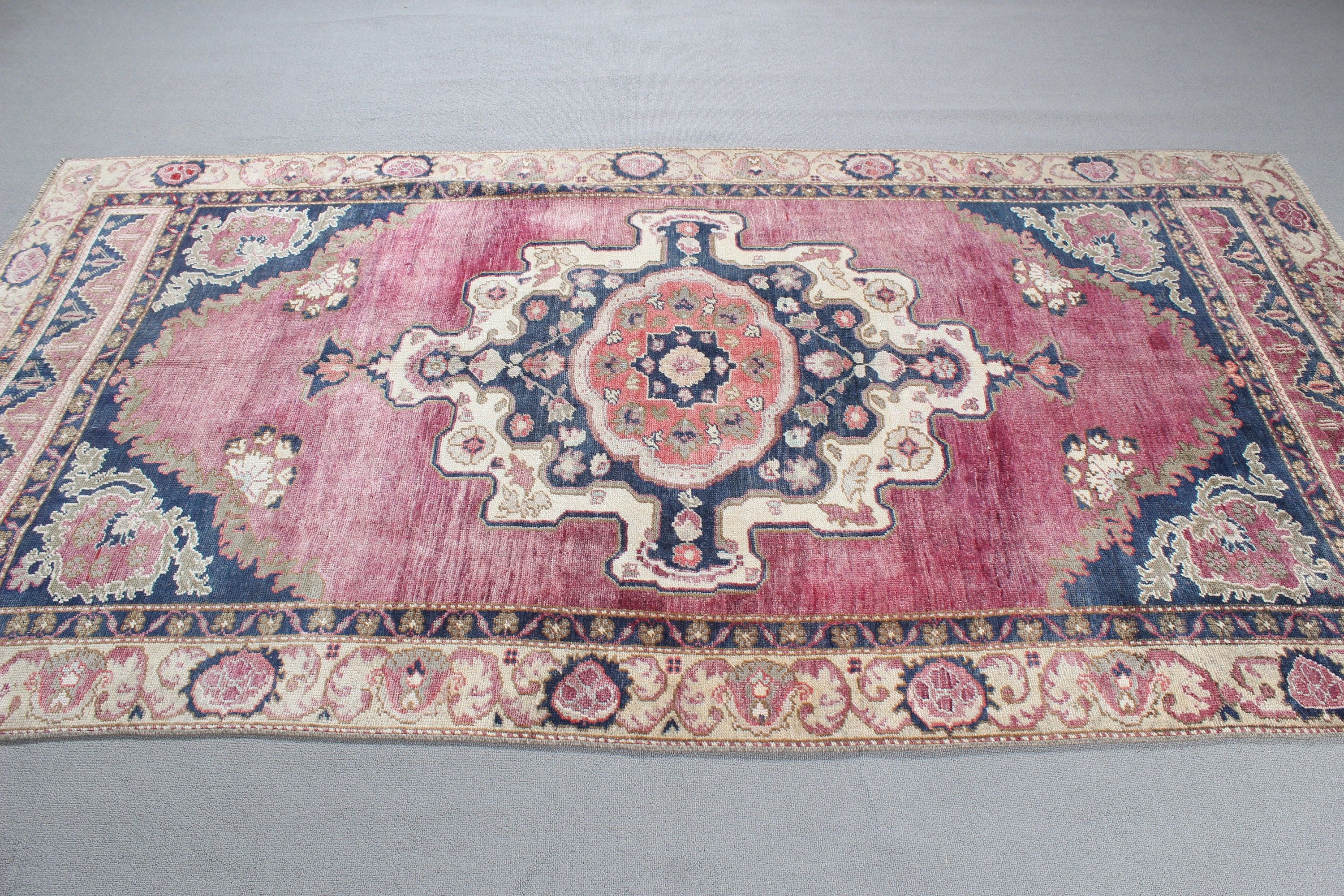 Vintage Halılar, Boho Halılar, 4.6x8.8 ft Büyük Halı, Türk Halısı, Büyük Vintage Halılar, Yemek Odası Halıları, Bohem Halı, Yün Halılar, Mor Boho Halılar