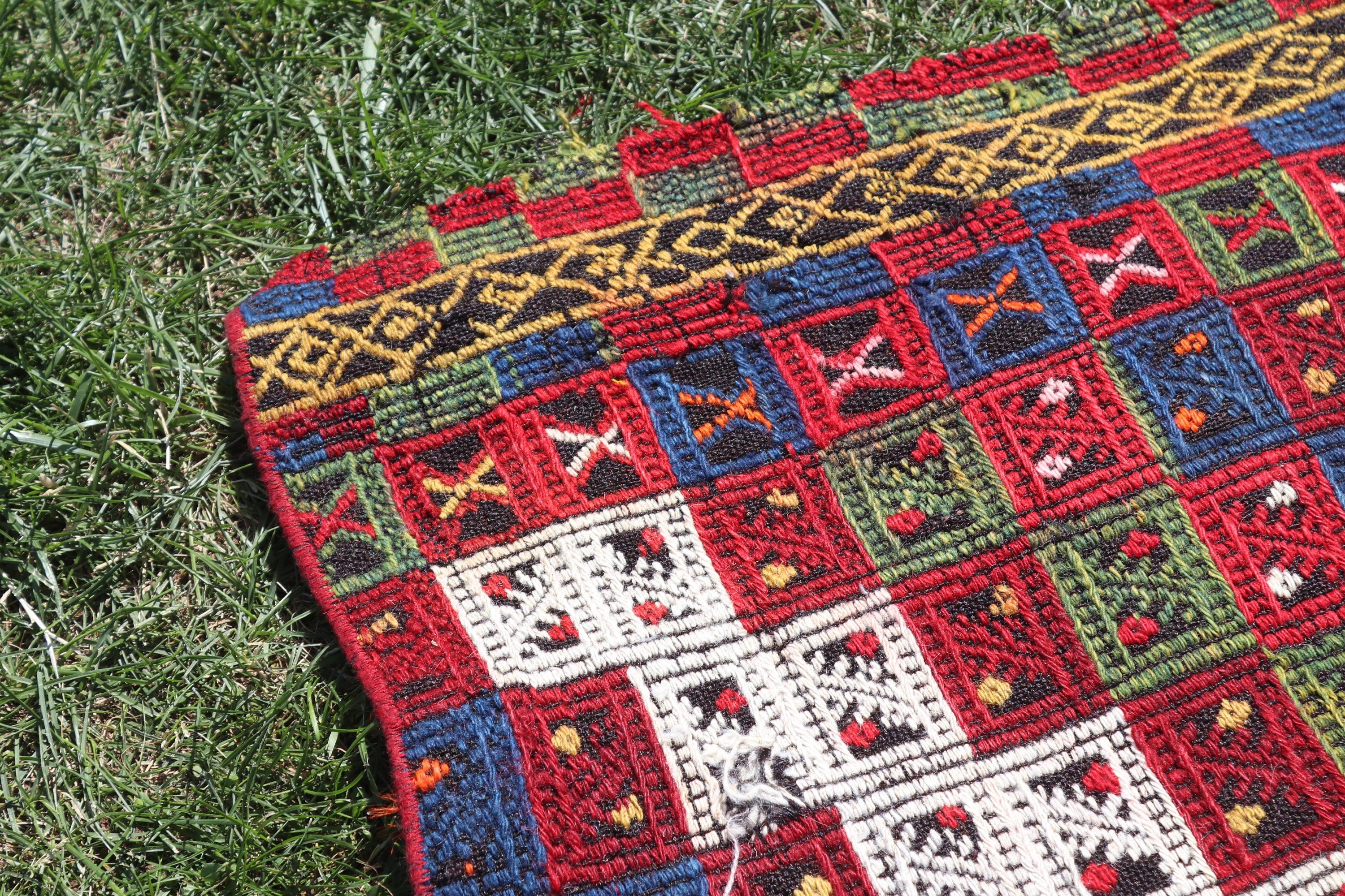 Vintage Rugs, Aztec Rug, Floor Rug, Corridor Rug, Kitchen Rug, Red Luxury Rugs, 2x5.7 ft Runner Rug, Turkish Rugs, Rugs for Kitchen, Kilim