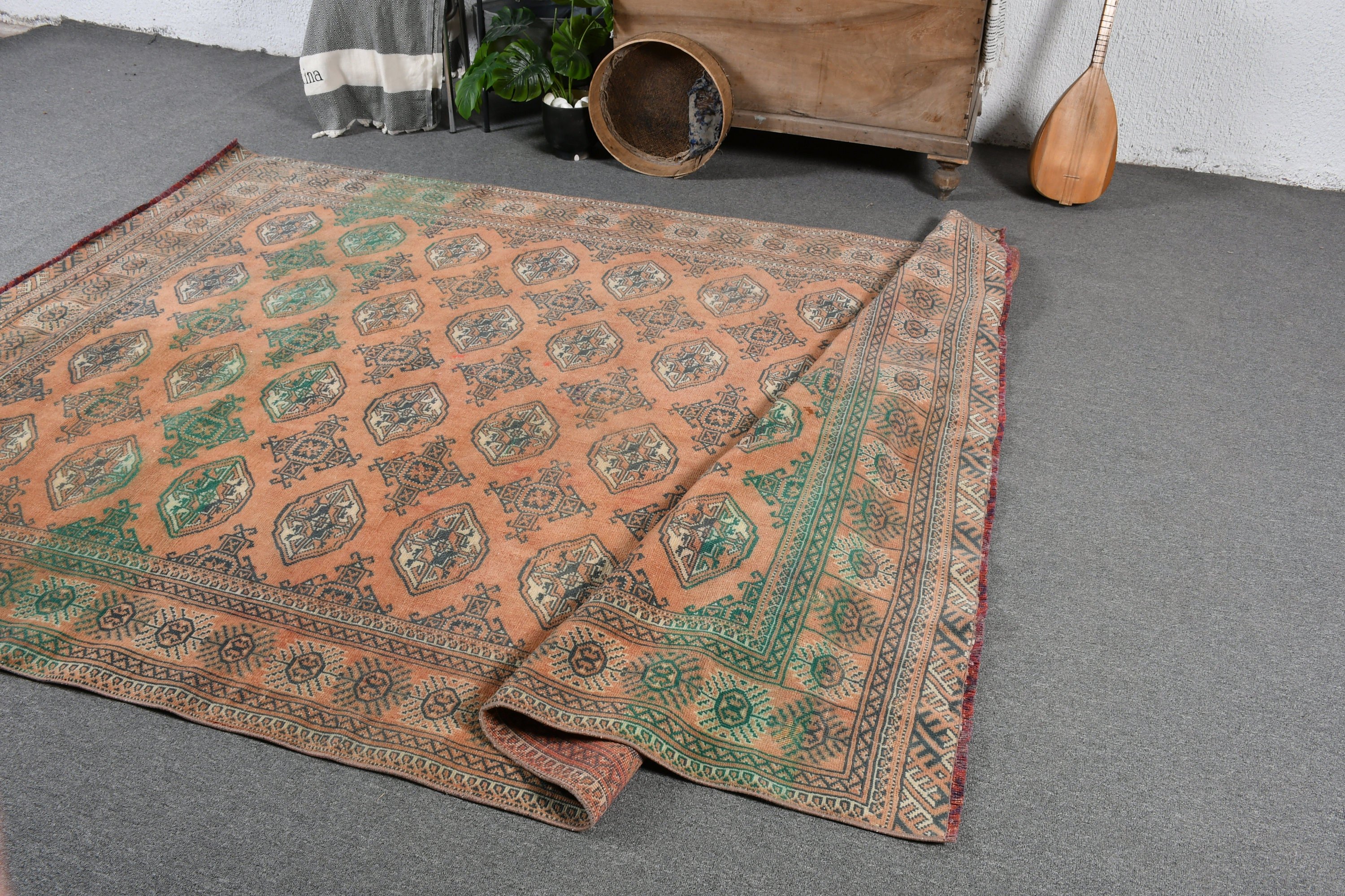 Oturma Odası Halısı, Oryantal Halı, Kırmızı 6.4x9 ft Büyük Halı, Türk Halıları, Vintage Halı, Yatak Odası Halısı, Otantik Halılar