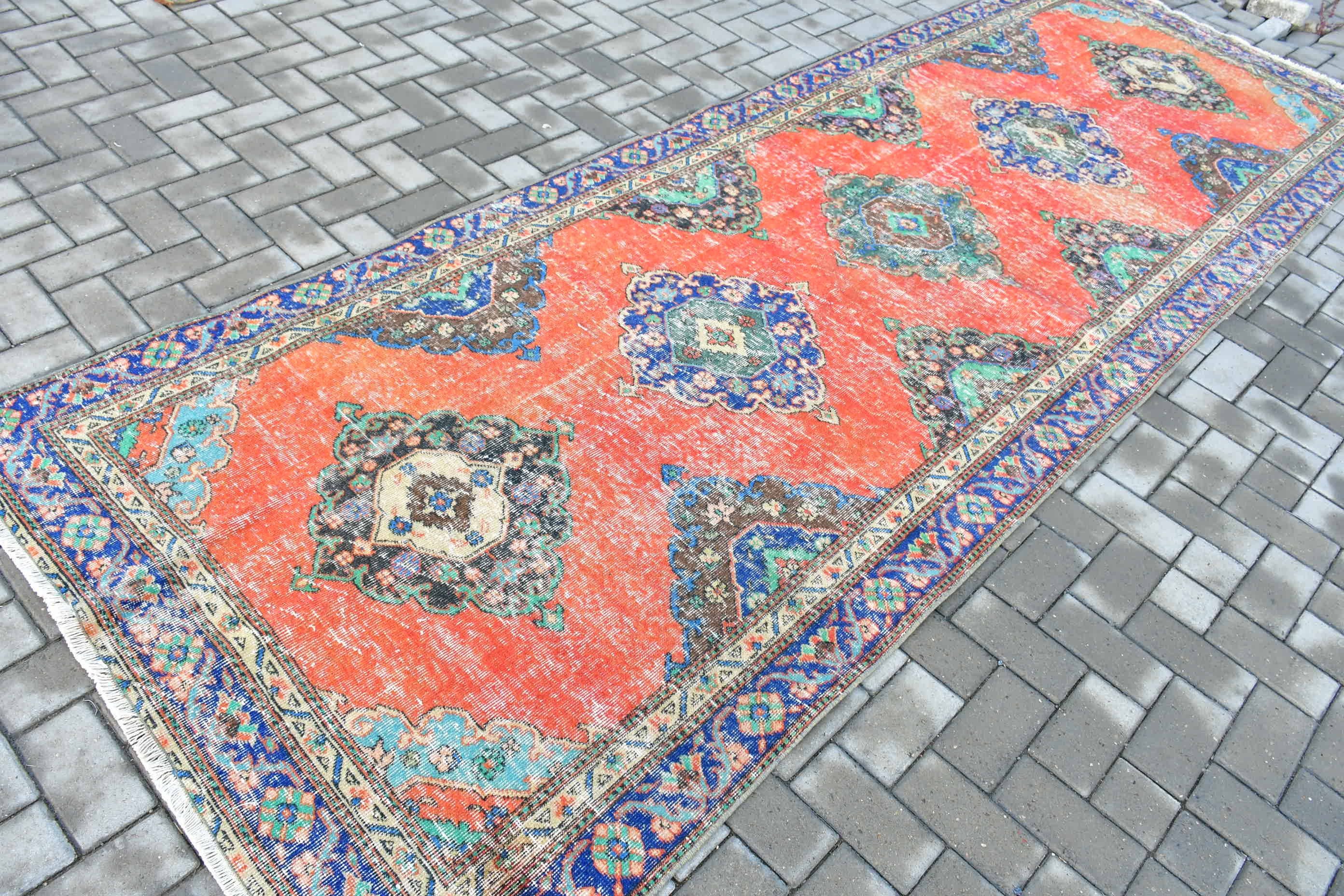 Kırmızı Oushak Halı, Koridor Halısı, Türk Halısı, Tasarımcı Halıları, 4.2x12.3 ft Runner Halısı, Mutfak Halıları, Havalı Halı, Vintage Halılar, Fas Halısı