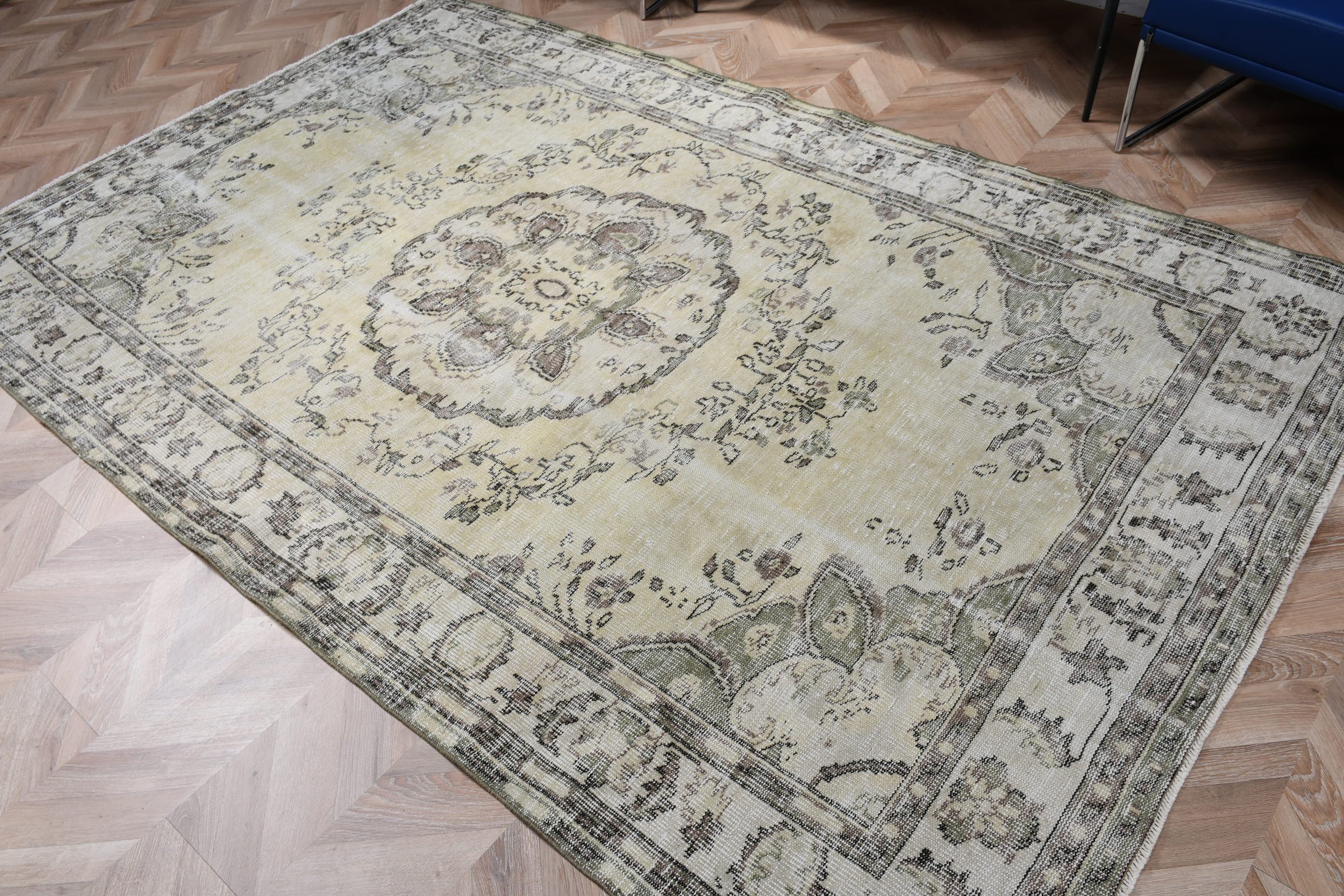 5.9x9.1 ft Büyük Halı, Türk Halısı, Vintage Halılar, Bej Oryantal Halılar, Yemek Odası Halısı, Anadolu Halısı, Tasarımcı Halısı, Yatak Odası Halısı, Yer Halısı