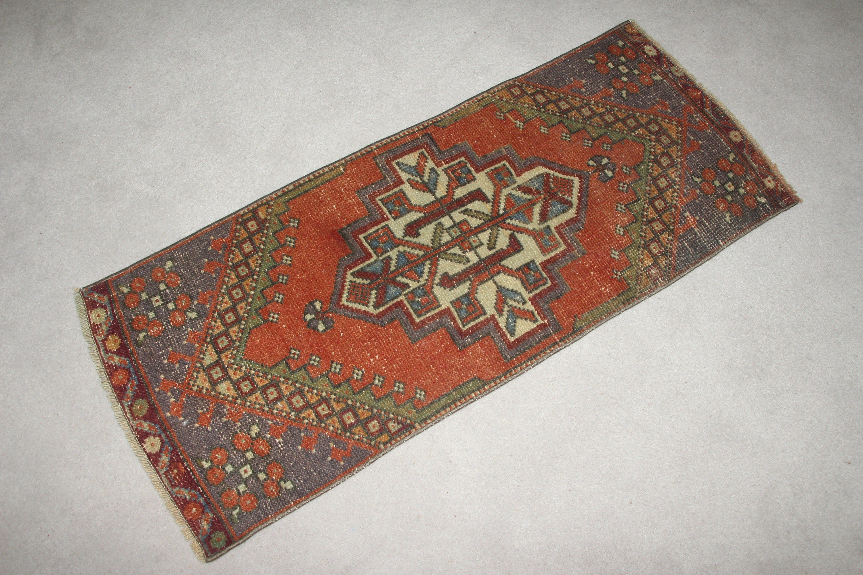 Turkish Rug, Red Anatolian Rugs, Vintage Rug, 1.4x3.5 ft Small Rug, Rugs for Bathroom, Car Mat Rugs, Cool Rug, Moroccan Rug, Kitchen Rugs