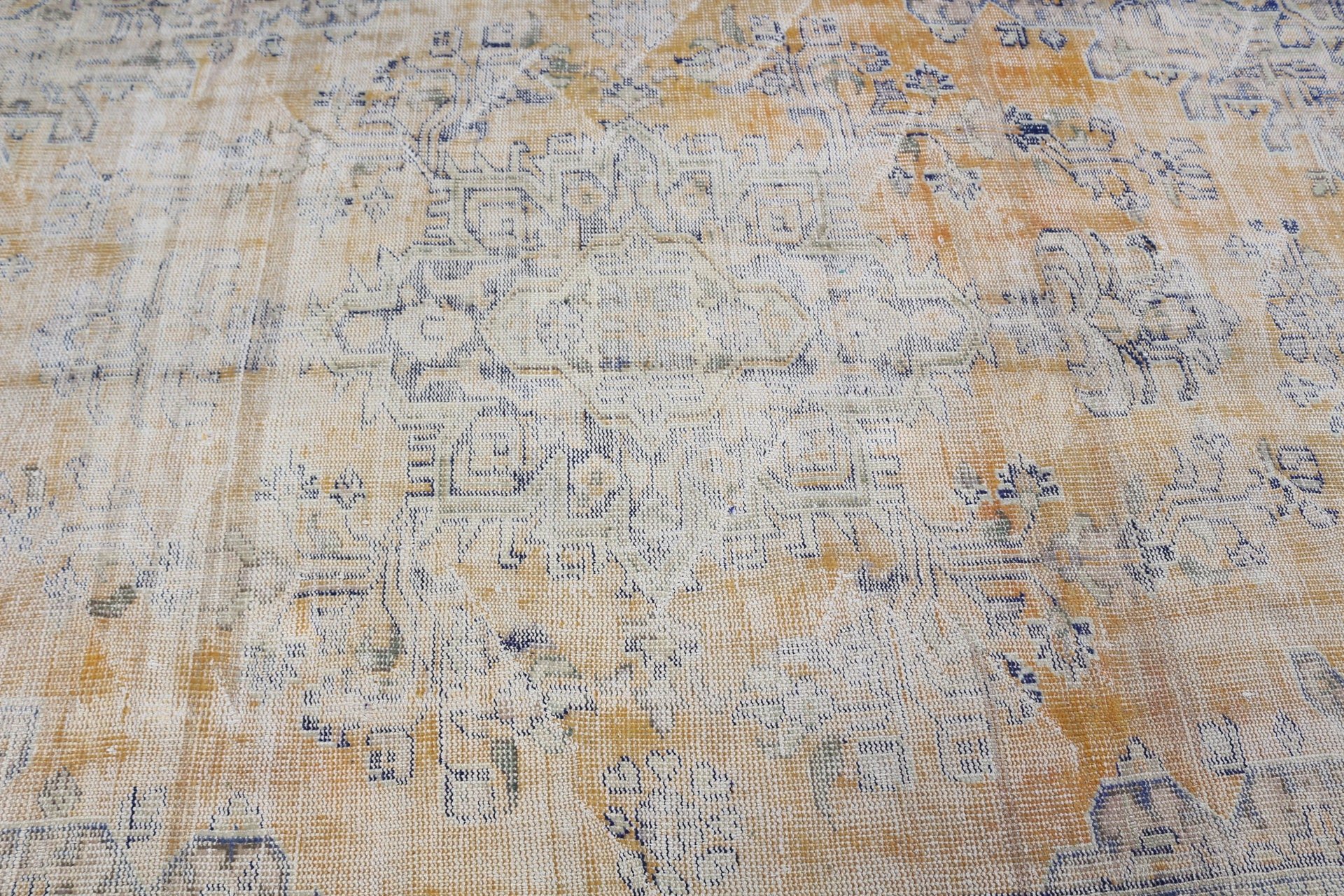 Vintage Halılar, 5.9x8.9 ft Büyük Halı, Turuncu Oushak Halı, Oturma Odası Halısı, Türk Halısı, Yemek Odası Halısı, Boho Halıları, Fas Halısı