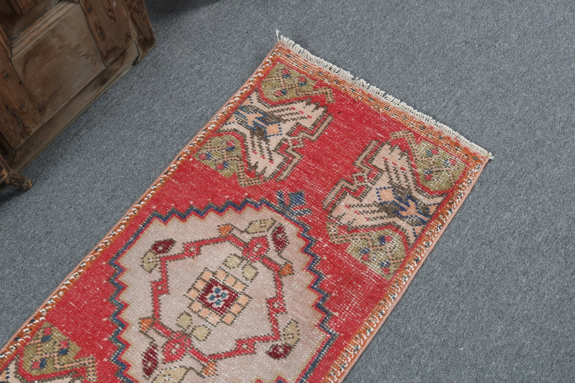 Kırmızı Anadolu Halıları, 1.6x3.4 ft Küçük Halılar, Türk Halıları, Yer Halıları, Düz Dokuma Halı, Duvara Asılı Halı, Araba Paspas Halıları, Vintage Halı, Lüks Halı