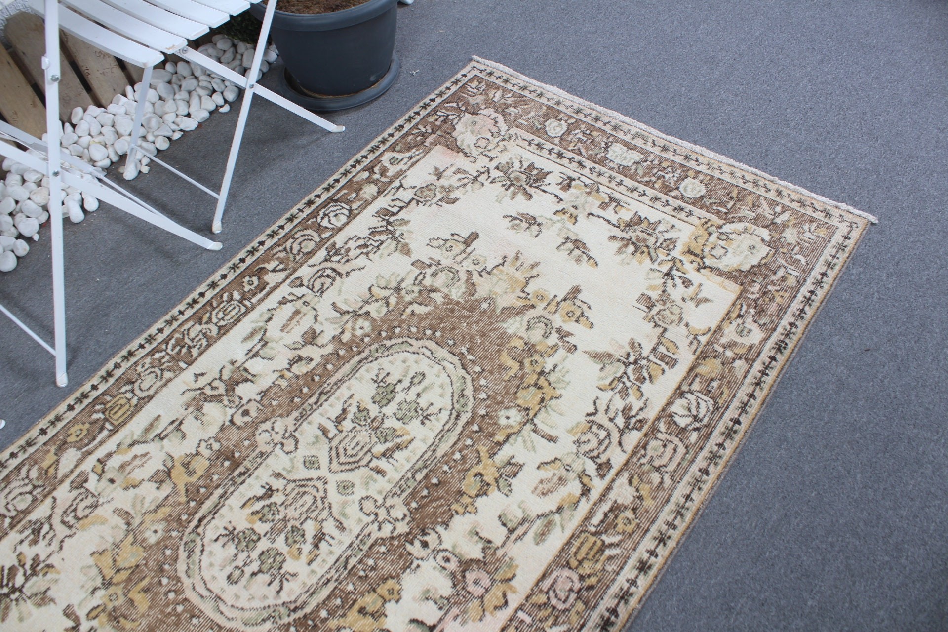 3.7x7.4 ft Area Rug, Nursery Rug, Bedroom Rug, Brown Antique Rugs, Indoor Rug, Turkish Rugs, Vintage Rug, Rugs for Floor