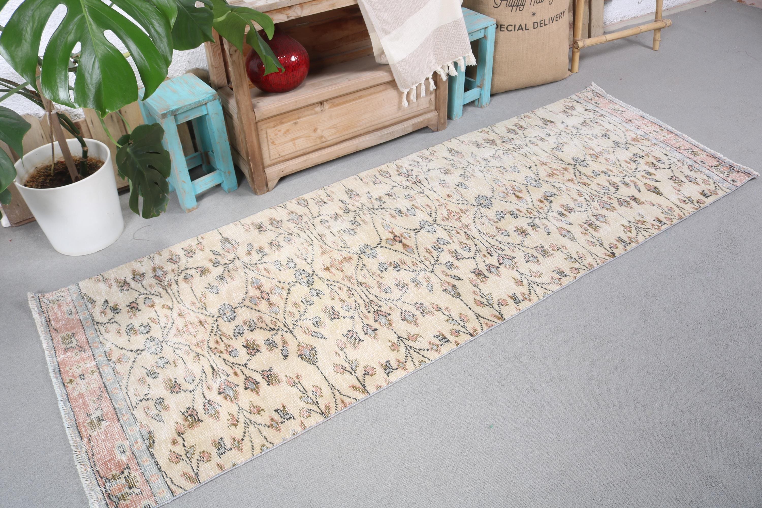 Beni Ourain Runner Rugs, Beige Modern Rug, Statement Rugs, 2.6x7.5 ft Runner Rug, Long Runner Rug, Bedroom Rugs, Vintage Rugs, Turkish Rugs