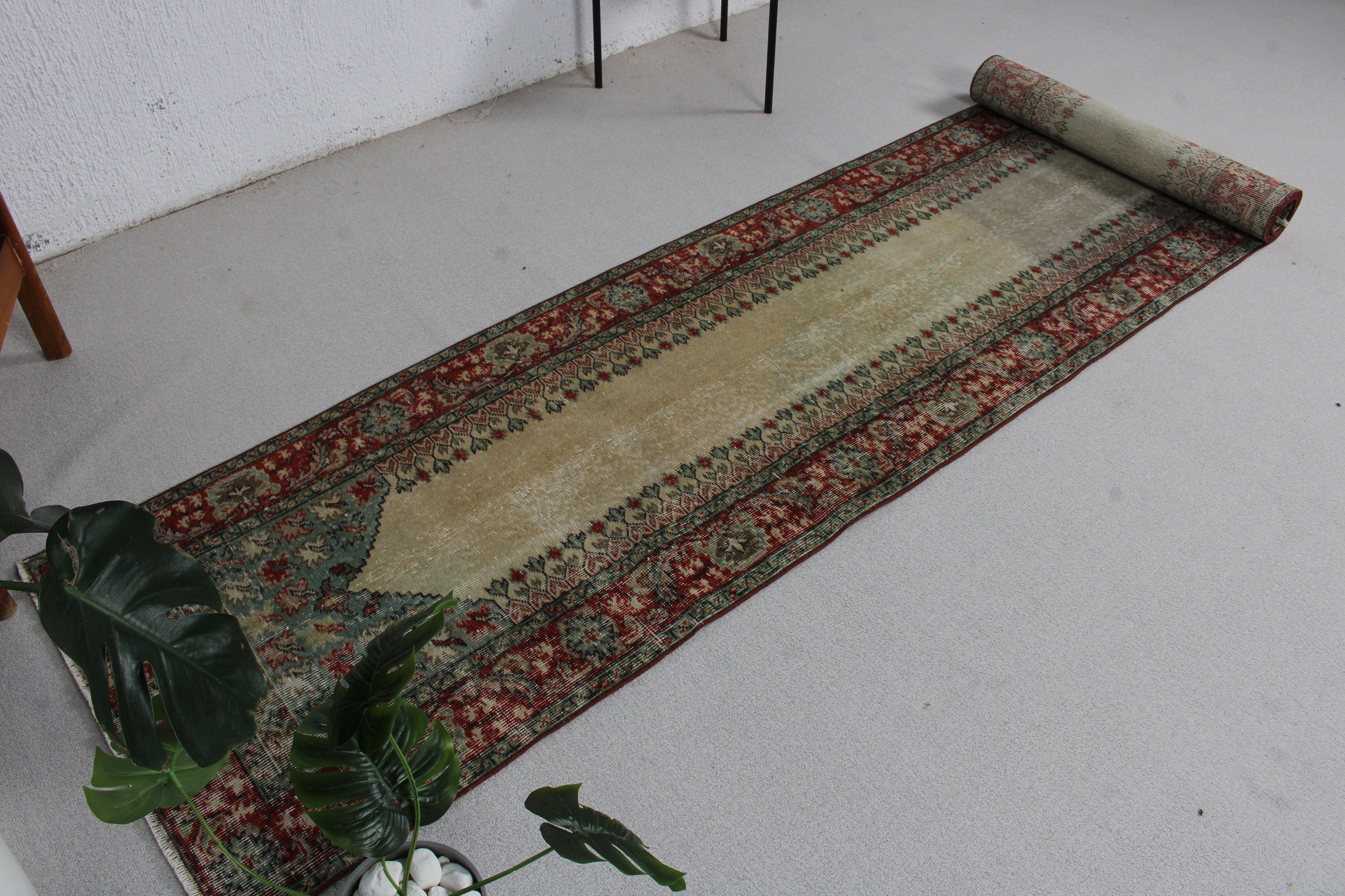 Uzun Yolluk Halıları, Ev Dekorasyonu Halıları, Kırmızı Düz ​​Dokuma Halı, 2.7x12.5 ft Runner Halısı, Yün Halısı, Vintage Runner Halıları, Türk Halıları, Vintage Halılar