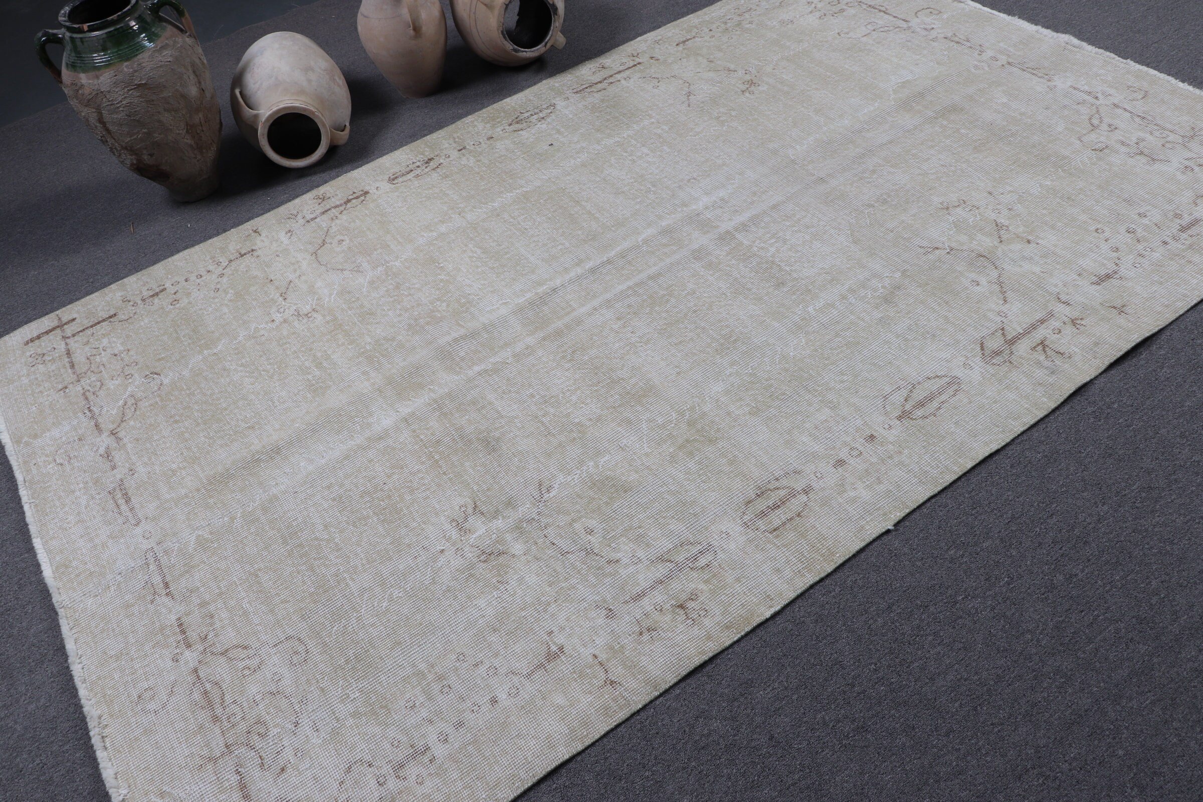 Designer Rug, 5.2x8.1 ft Large Rug, Vintage Rugs, Wool Rug, Beige Kitchen Rug, Bedroom Rug, Living Room Rug, Dining Room Rugs, Turkish Rugs