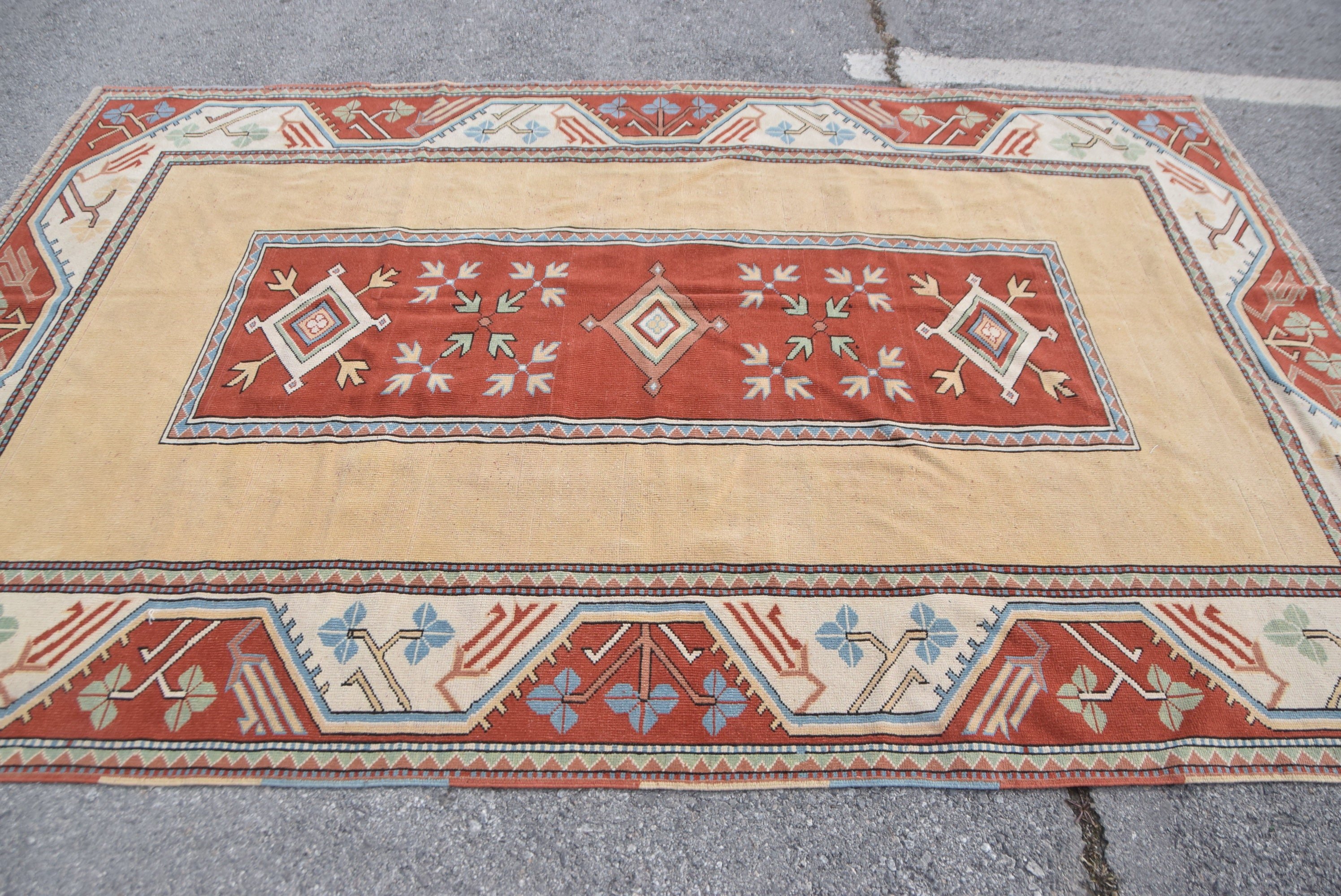 Dining Room Rugs, Bedroom Rug, Turkish Rug, Anatolian Rugs, Yellow Antique Rug, Vintage Rugs, Aztec Rug, Kitchen Rug, 6.5x9.8 ft Large Rug