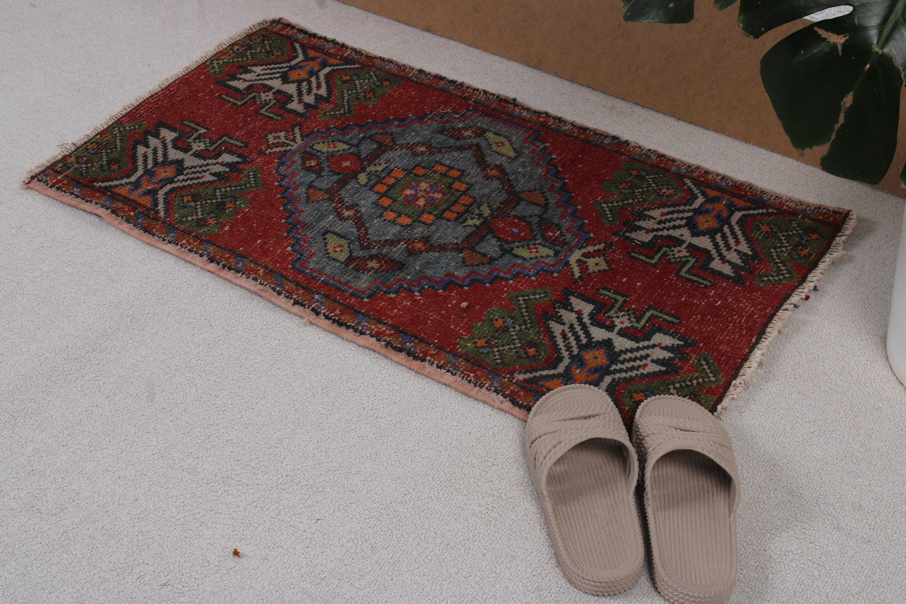 Cool Rug, Door Mat Rug, Red Moroccan Rug, Vintage Rug, Turkish Rugs, 1.7x2.9 ft Small Rugs, Bedroom Rug, Rugs for Nursery, Small Boho Rug