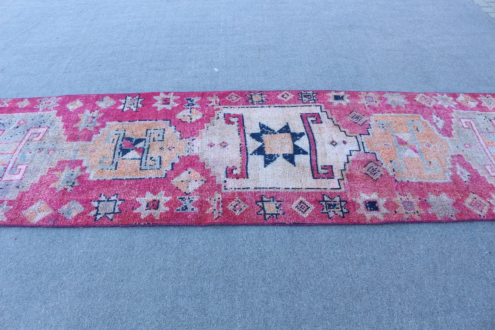 Boho Rugs, Kitchen Rug, 2.9x10.7 ft Runner Rug, Vintage Rug, Wool Rug, Rugs for Corridor, Pink Antique Rug, Turkish Rug