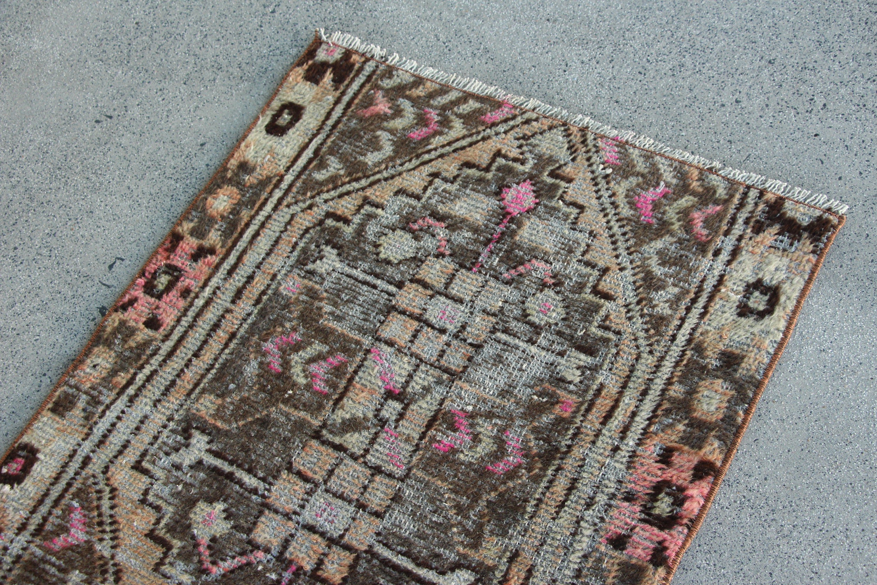 Bedroom Rugs, Turkish Rugs, Antique Rug, Vintage Rugs, Brown Wool Rug, 2.4x2.8 ft Small Rug, Oushak Rug, Nursery Rug, Bath Mat Boho Rugs