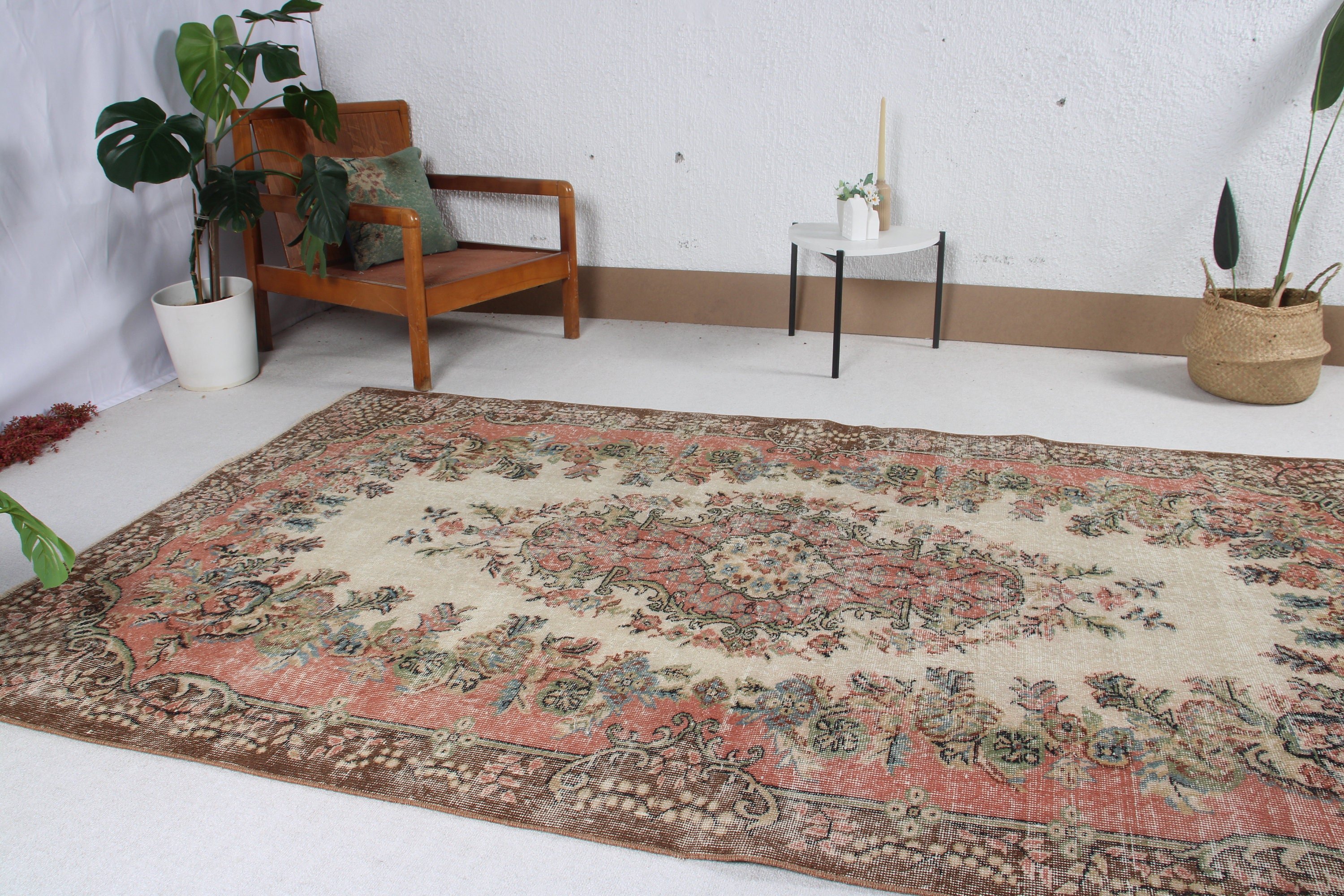 Geometrik Halılar, Yatak Odası Halıları, Türk Halıları, Anadolu Halısı, Büyük Vintage Halılar, Bej Boho Halısı, Vintage Halılar, 5.1x8.7 ft Büyük Halılar