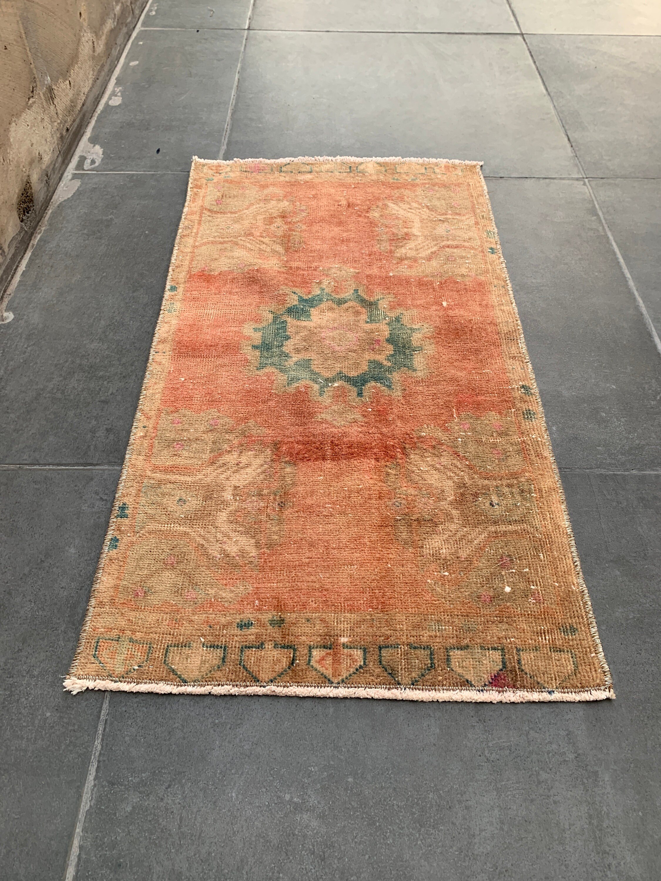 Bedroom Rug, Turkish Rug, Wall Hanging Rug, Home Decor Rug, Nomadic Rug, Orange Kitchen Rugs, Cool Rug, Vintage Rug, 1.5x2.9 ft Small Rug