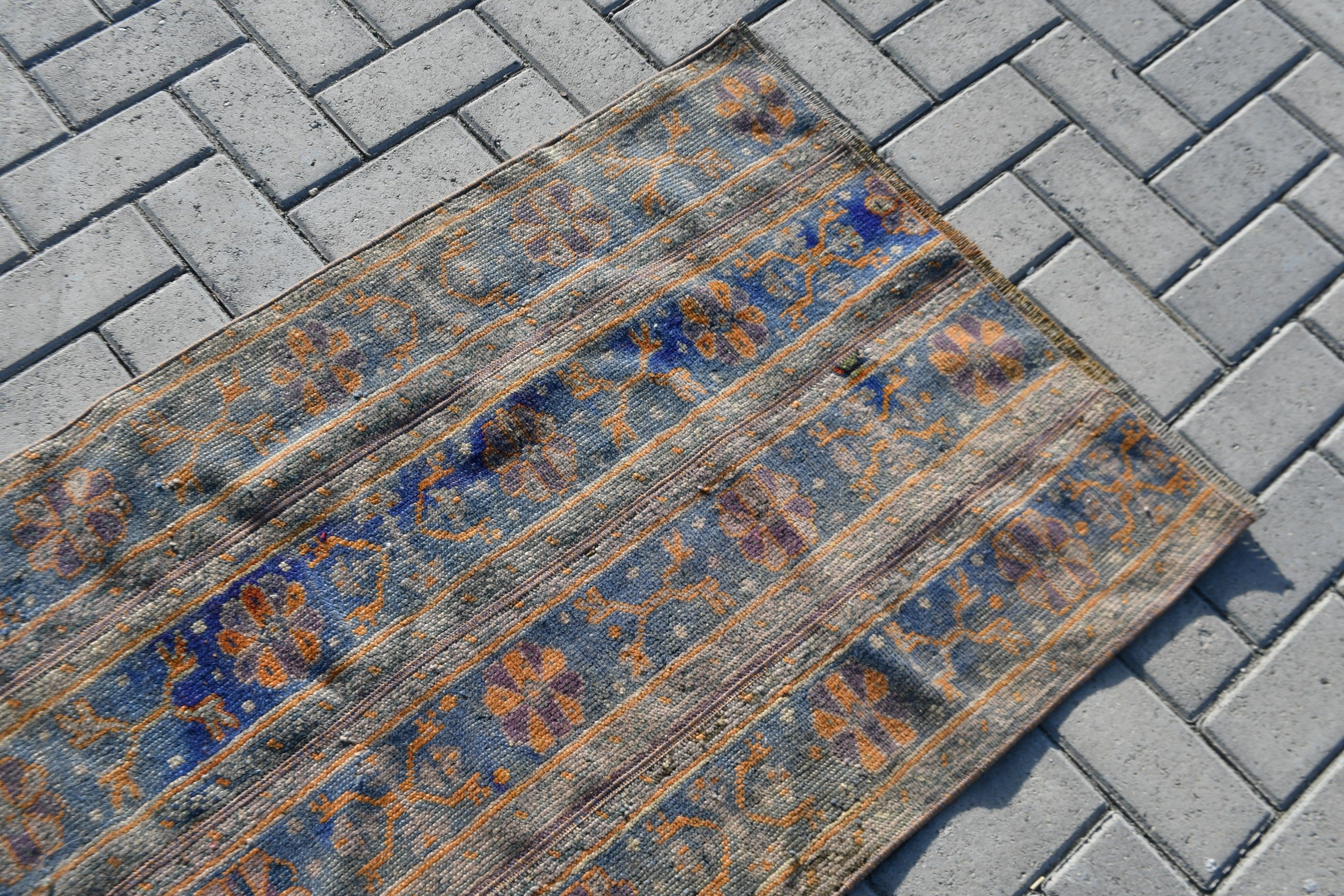 Wool Rug, Rugs for Car Mat, Blue Home Decor Rugs, Bath Rugs, Vintage Rugs, Turkish Rugs, Oriental Rugs, Car Mat Rugs, 2.4x3.7 ft Small Rug