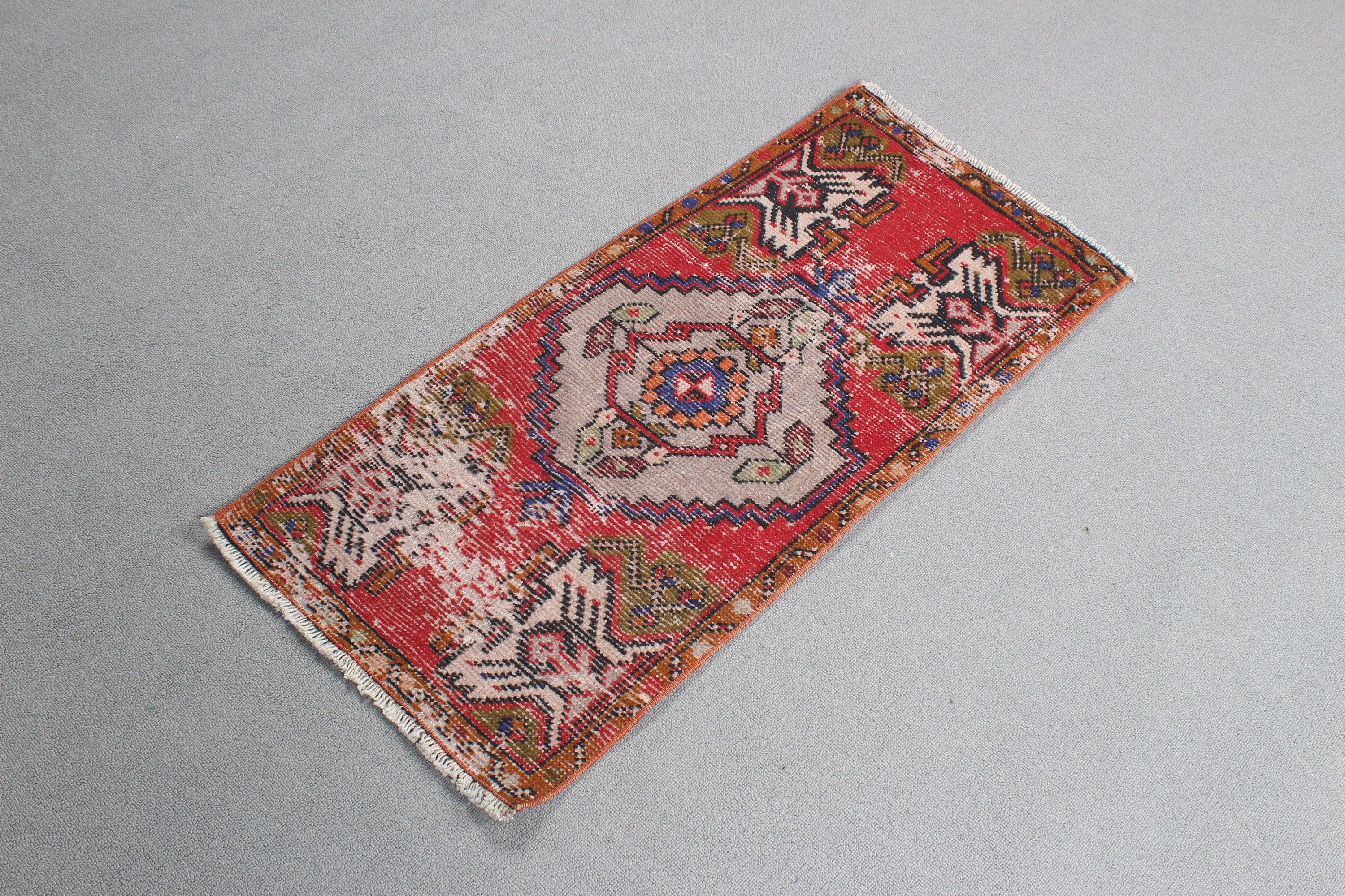 Bathroom Rugs, Vintage Rugs, 1.5x3.1 ft Small Rug, Red Cool Rugs, Rugs for Bath, Modern Bath Mat Rugs, Kitchen Rug, Turkish Rug, Floor Rugs