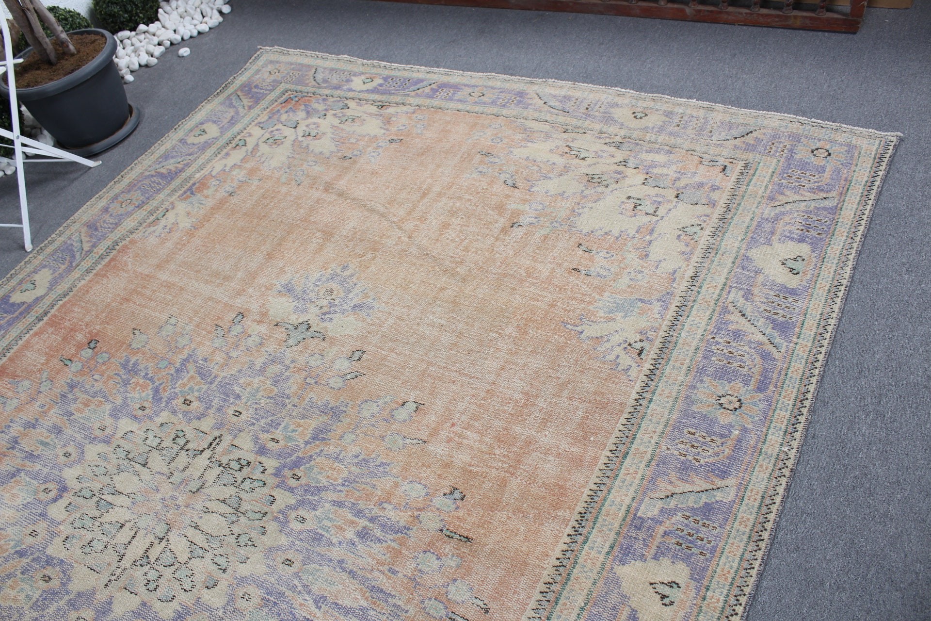 Turkish Rug, 7.1x10.7 ft Oversize Rug, Floor Rug, Vintage Rug, Living Room Rug, Orange Kitchen Rug, Oriental Rug, Aesthetic Rug, Salon Rug