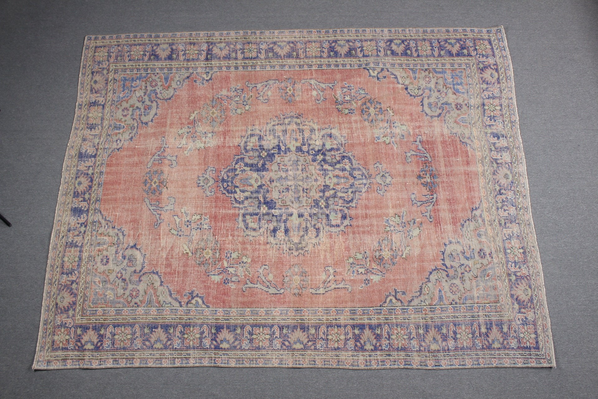 Vintage Halılar, Oushak Halı, Salon Halısı, Kırmızı Fas Halısı, Salon Halıları, 7.8x10.5 ft Büyük Boy Halı, Türk Halısı, Yatak Odası Halıları, Salon Halıları