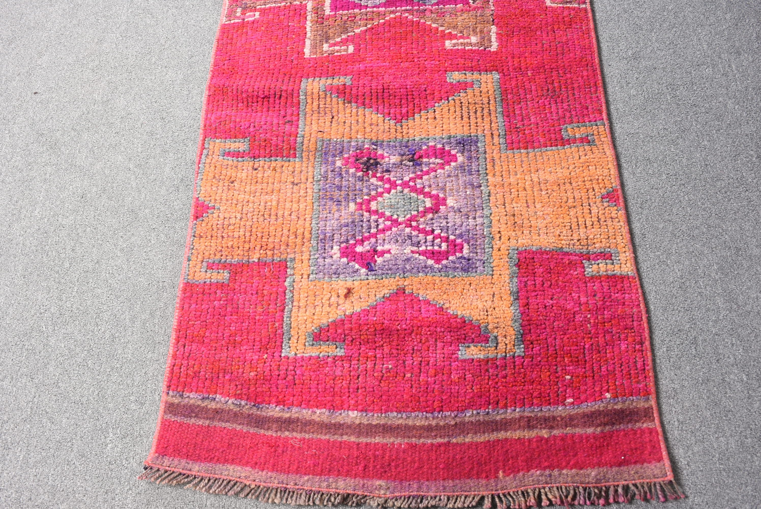 Turkish Rug, Oriental Rugs, Red Moroccan Rug, Cute Rug, Vintage Rug, Corridor Rugs, Rugs for Hallway, 2.3x10.3 ft Runner Rugs