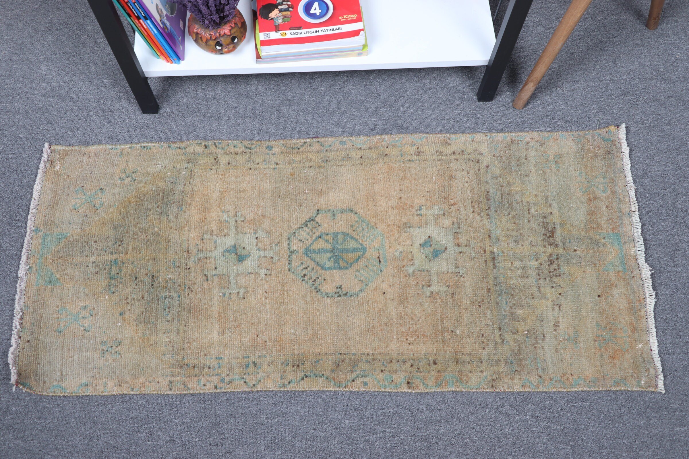 Green Bedroom Rugs, Aztec Rug, Bedroom Rug, Turkish Rug, 1.7x3.8 ft Small Rug, Wool Rug, Pale Rug, Entry Rugs, Rugs for Entry, Vintage Rug