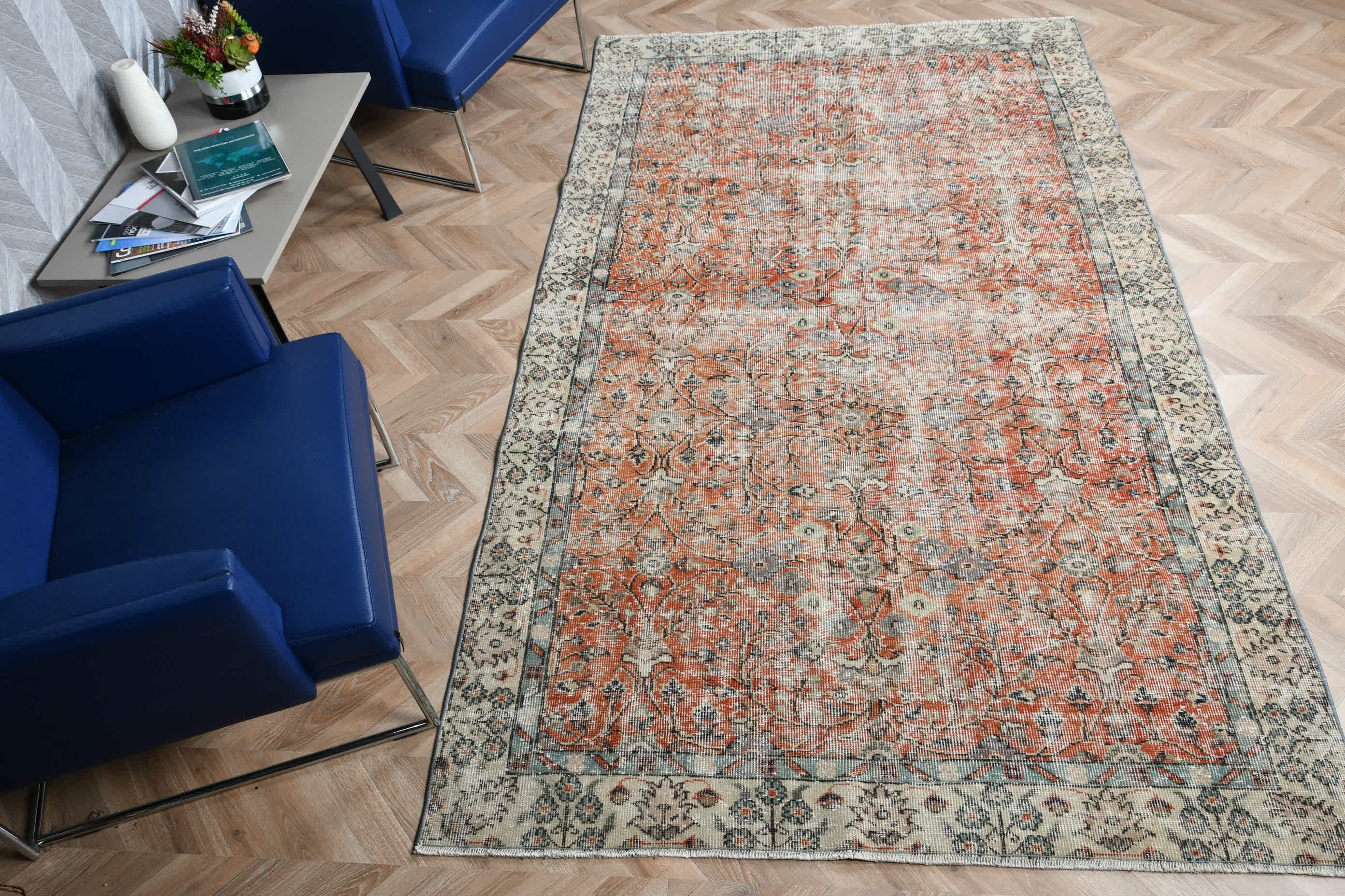 Vintage Halılar, Oturma Odası Halıları, Yün Halı, Yatak Odası Halısı, Türk Halıları, Kırmızı Oryantal Halılar, Vintage Dekor Halısı, 5x8,8 ft Büyük Halı, Harika Halılar