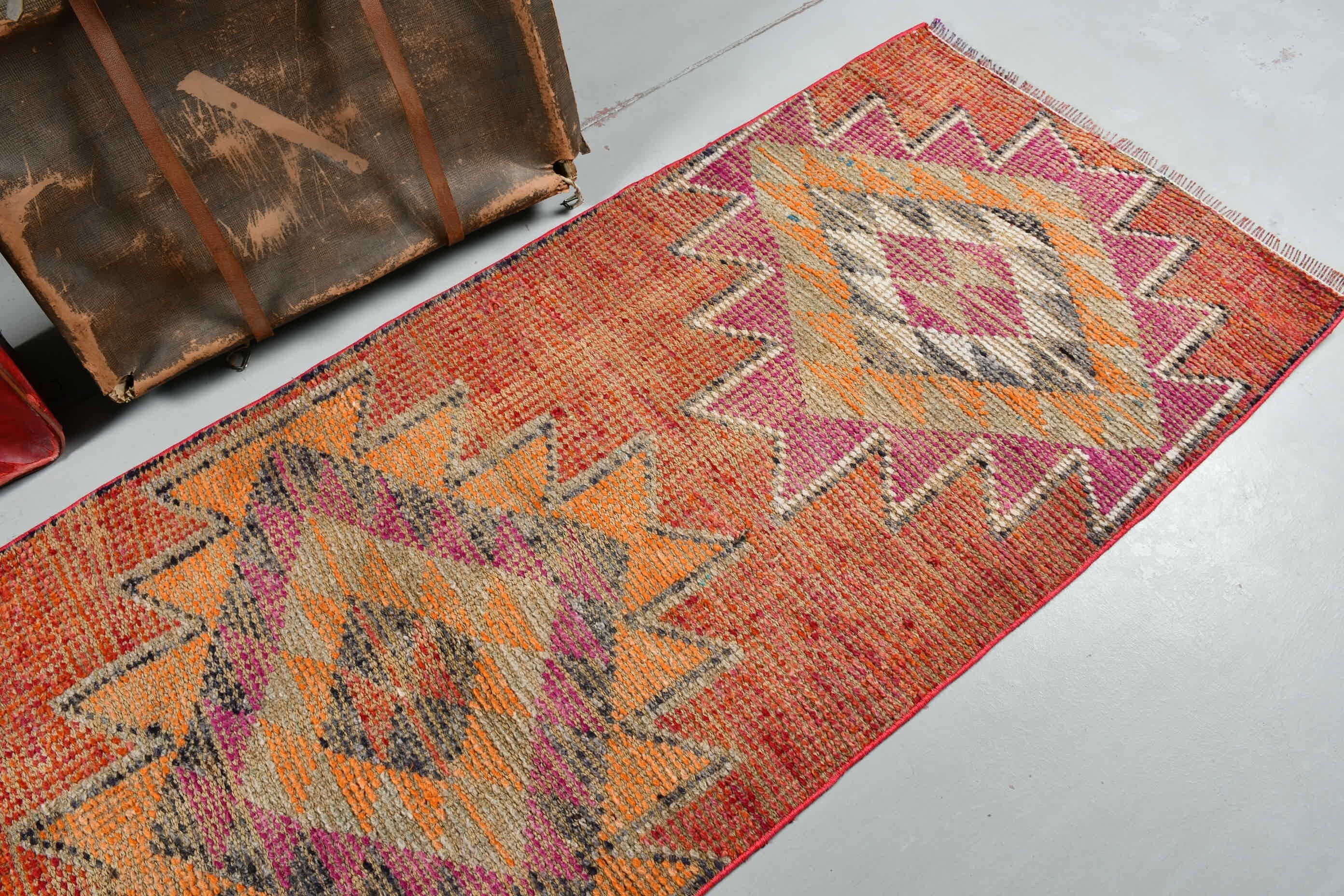 Turkish Rugs, Kitchen Rugs, Stair Rug, Rugs for Corridor, Red Antique Rugs, Bedroom Rugs, 2.6x8.7 ft Runner Rug, Vintage Rug, Tribal Rug