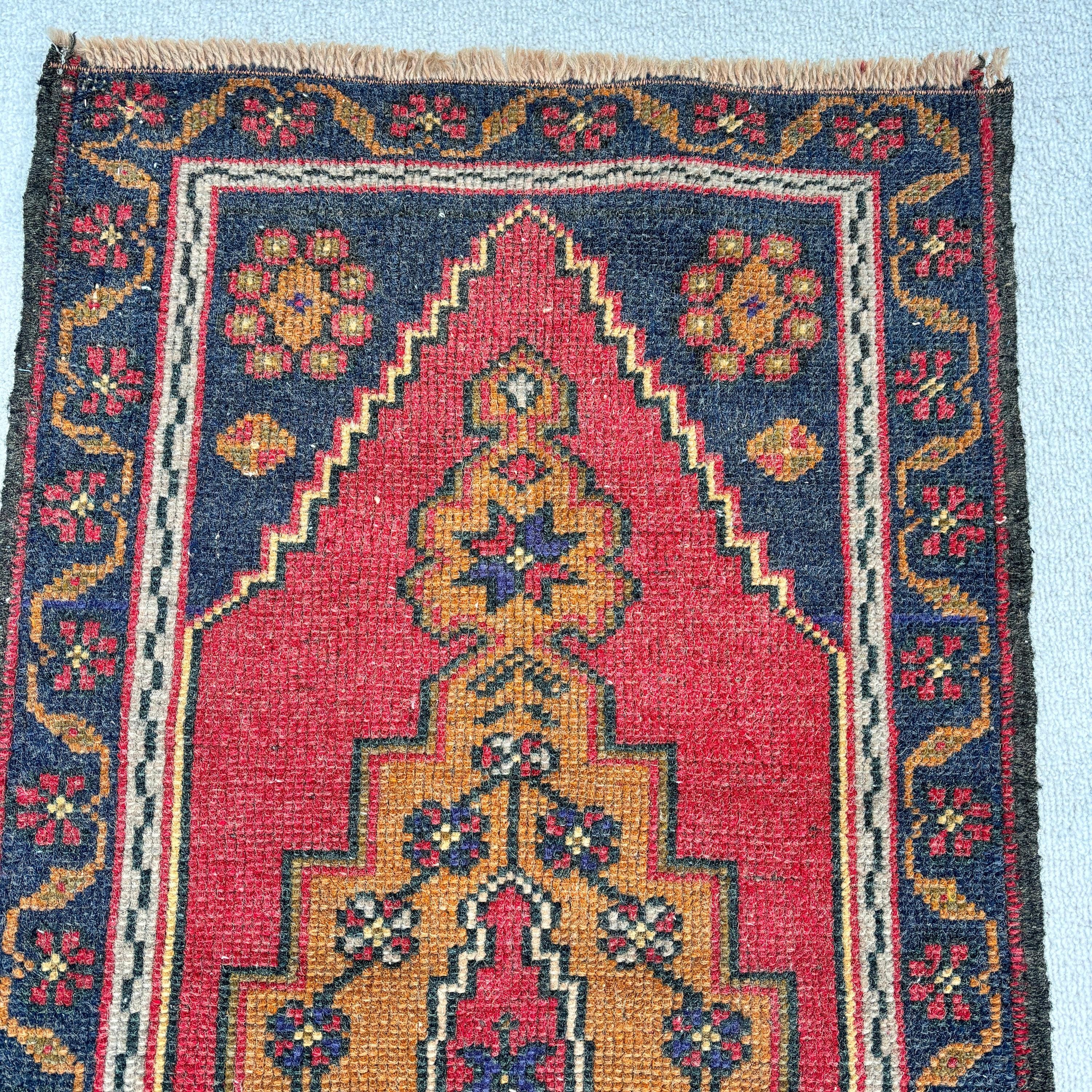 Vintage Rug, 1.8x3.4 ft Small Rugs, Oriental Rugs, Turkish Rug, Kitchen Rugs, Door Mat Rugs, Red Moroccan Rug, Statement Rug, Outdoor Rugs