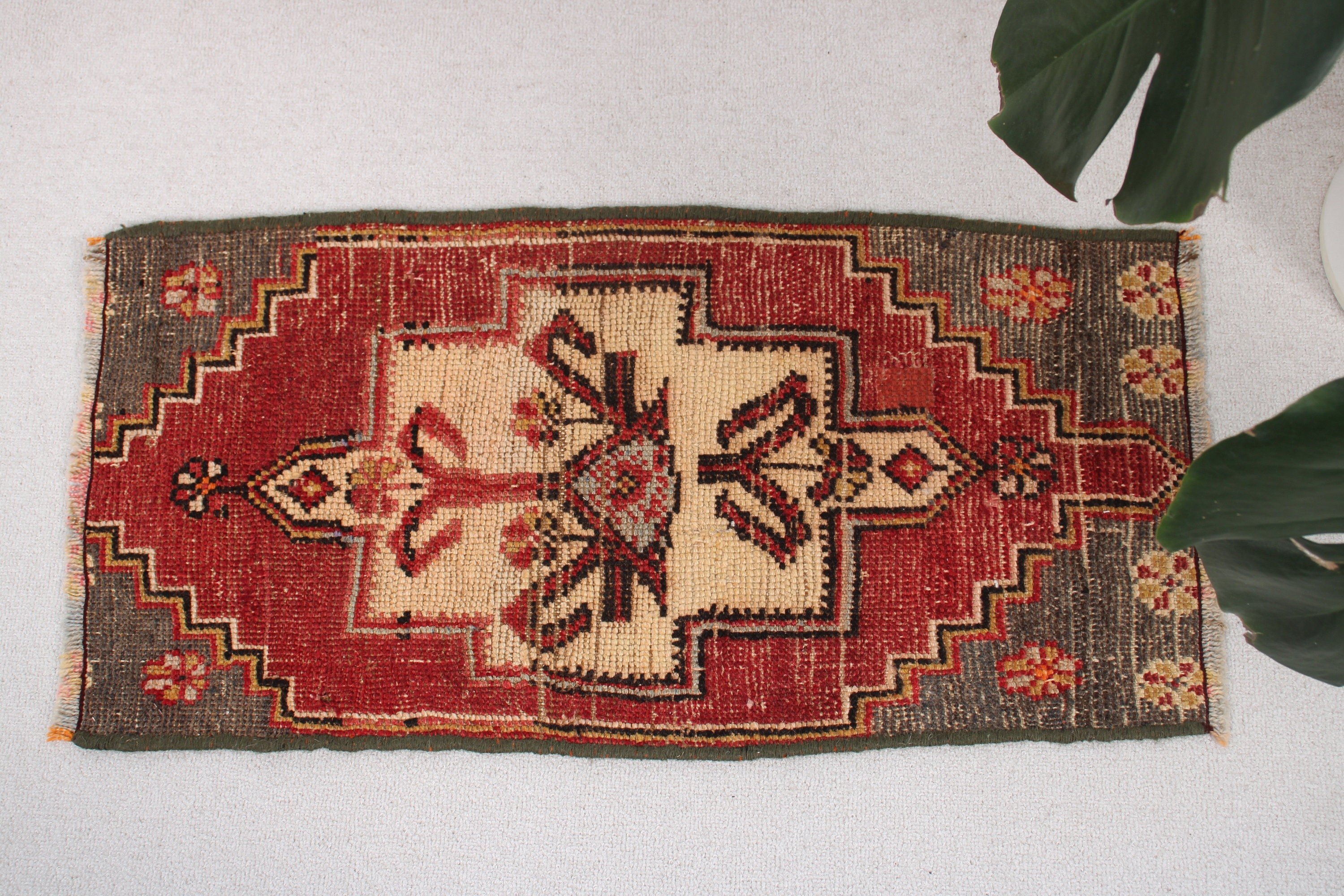 Rugs for Entry, 1.3x2.7 ft Small Rug, Antique Rugs, Turkish Rugs, Vintage Rug, Red Home Decor Rug, Bedroom Rugs, Wall Hanging Rugs