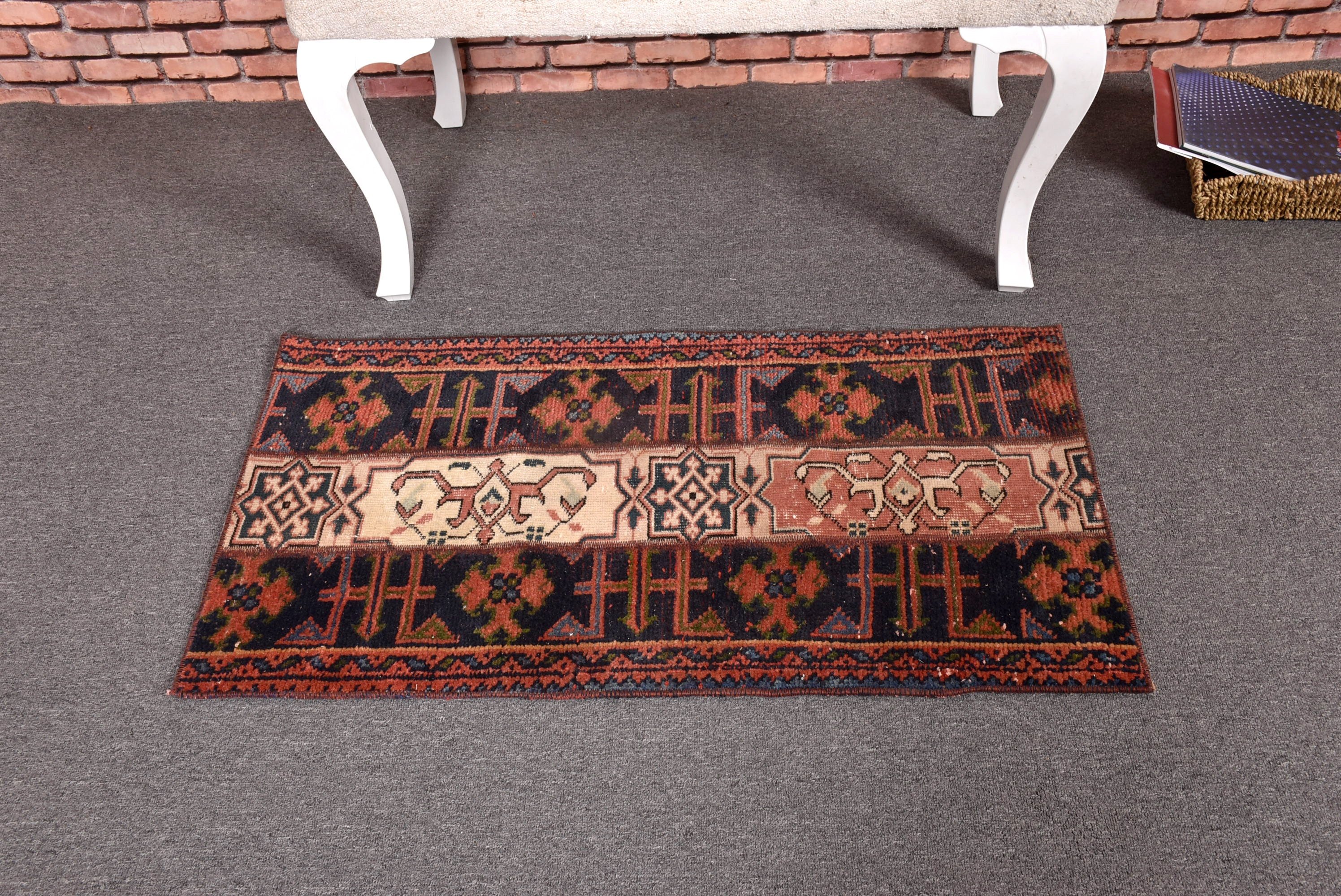 Mavi Bildirimi Halı, Küçük Vintage Halılar, Küçük Alan Halıları, Havalı Halı, Vintage Halılar, Boho Halı, 1.8x3.2 ft Küçük Halı, Türk Halıları, Fas Halısı