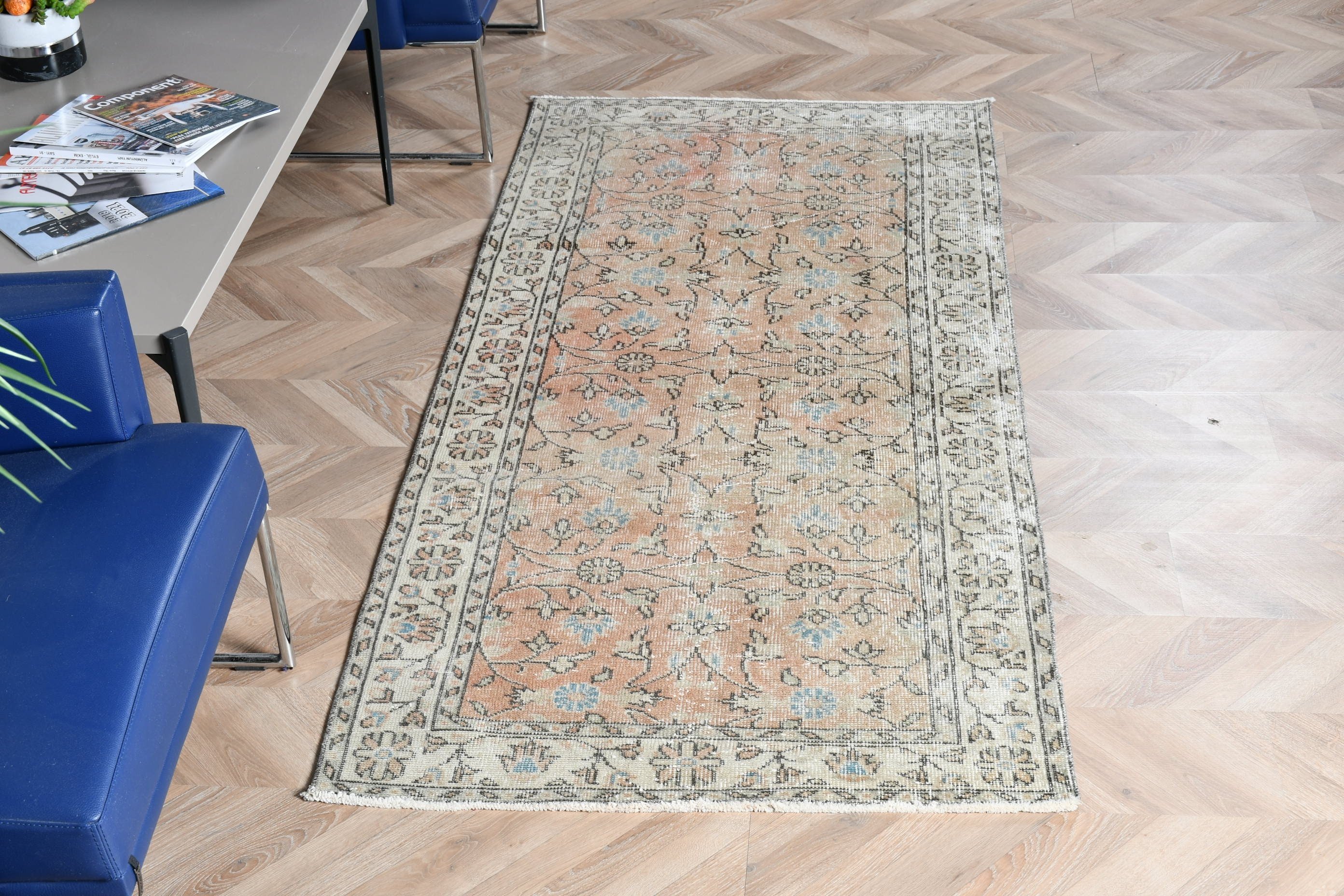 Turkish Rugs, Vintage Rug, Kitchen Rugs, Entry Rug, Wool Rug, Brown Home Decor Rug, Bedroom Rug, 3.1x6.7 ft Accent Rug, Rugs for Entry
