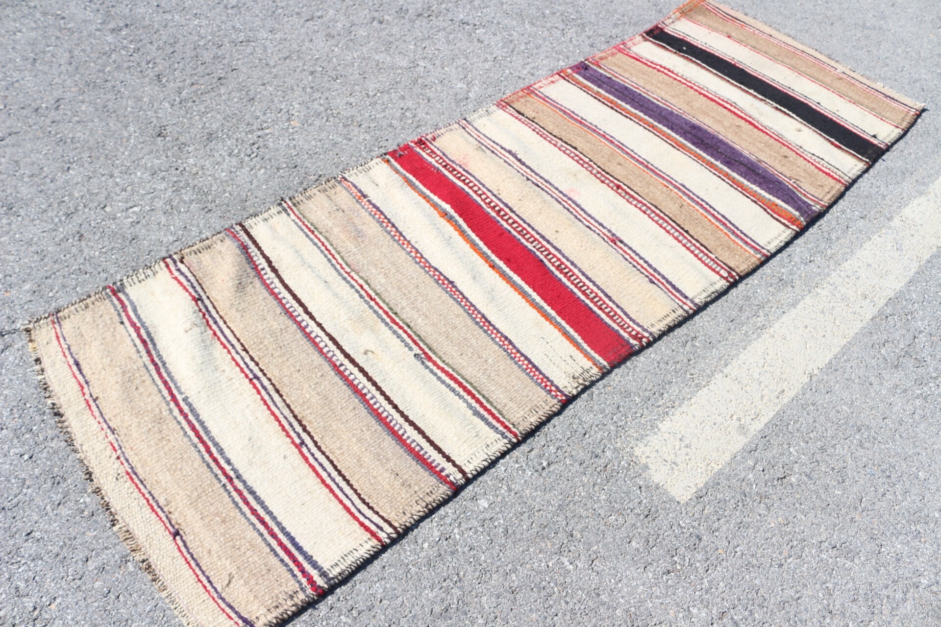 Corridor Rug, Turkish Rug, Kilim, Beige Oushak Rug, Bedroom Rug, Stair Rugs, Rugs for Runner, Cool Rug, 2.8x8.4 ft Runner Rug, Vintage Rug