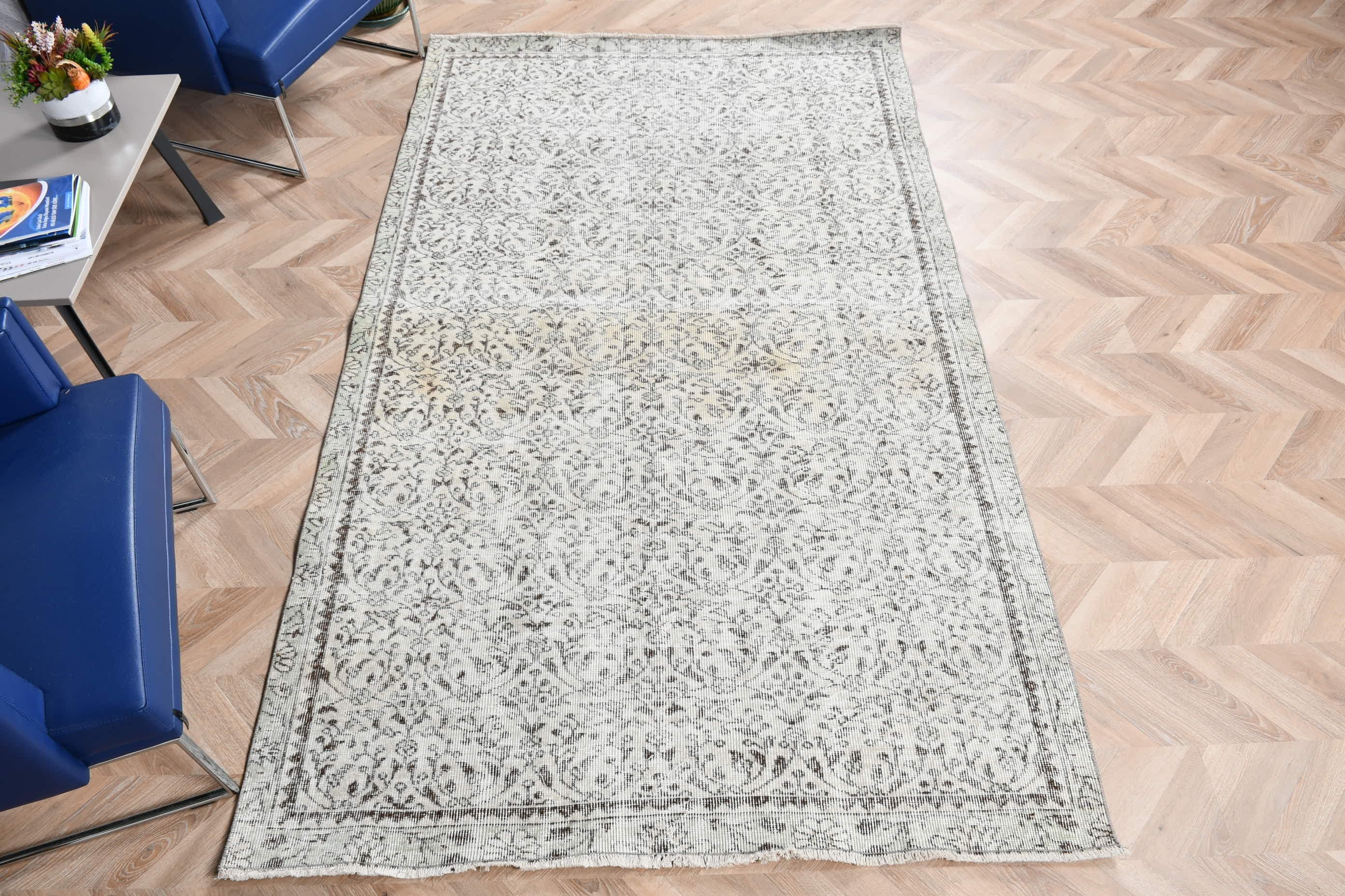 Antika Halı, Salon Halısı, Yatak Odası Halıları, Türk Halısı, Yemek Odası Halıları, Oushak Halısı, Vintage Halı, Bej Yer Halısı, 5x8.4 ft Büyük Halı