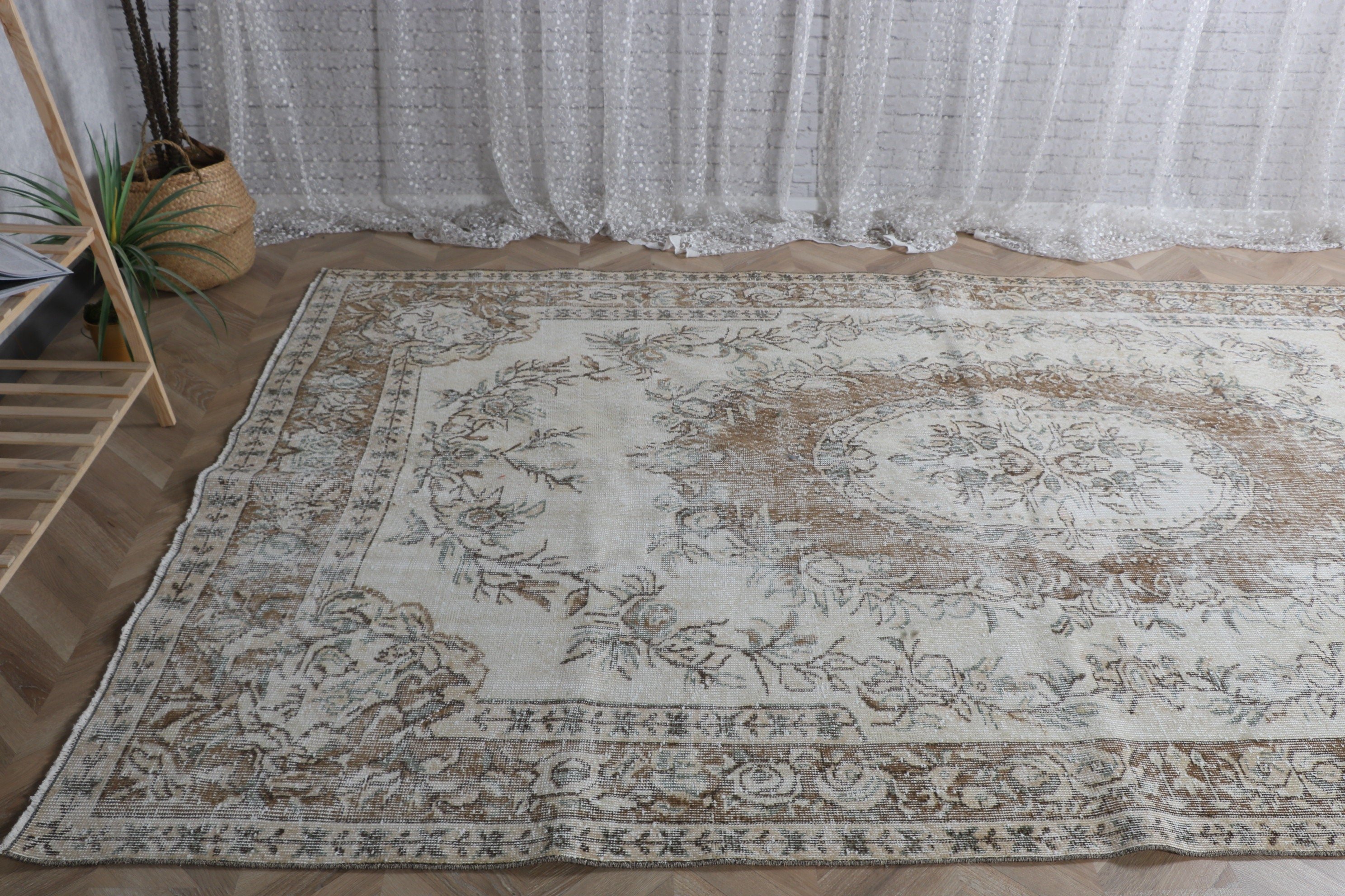 6.1x10.3 ft Large Rugs, White Floor Rug, Vintage Rug, Oriental Rugs, Luxury Rug, Salon Rugs, Home Decor Rug, Turkish Rugs, Living Room Rug