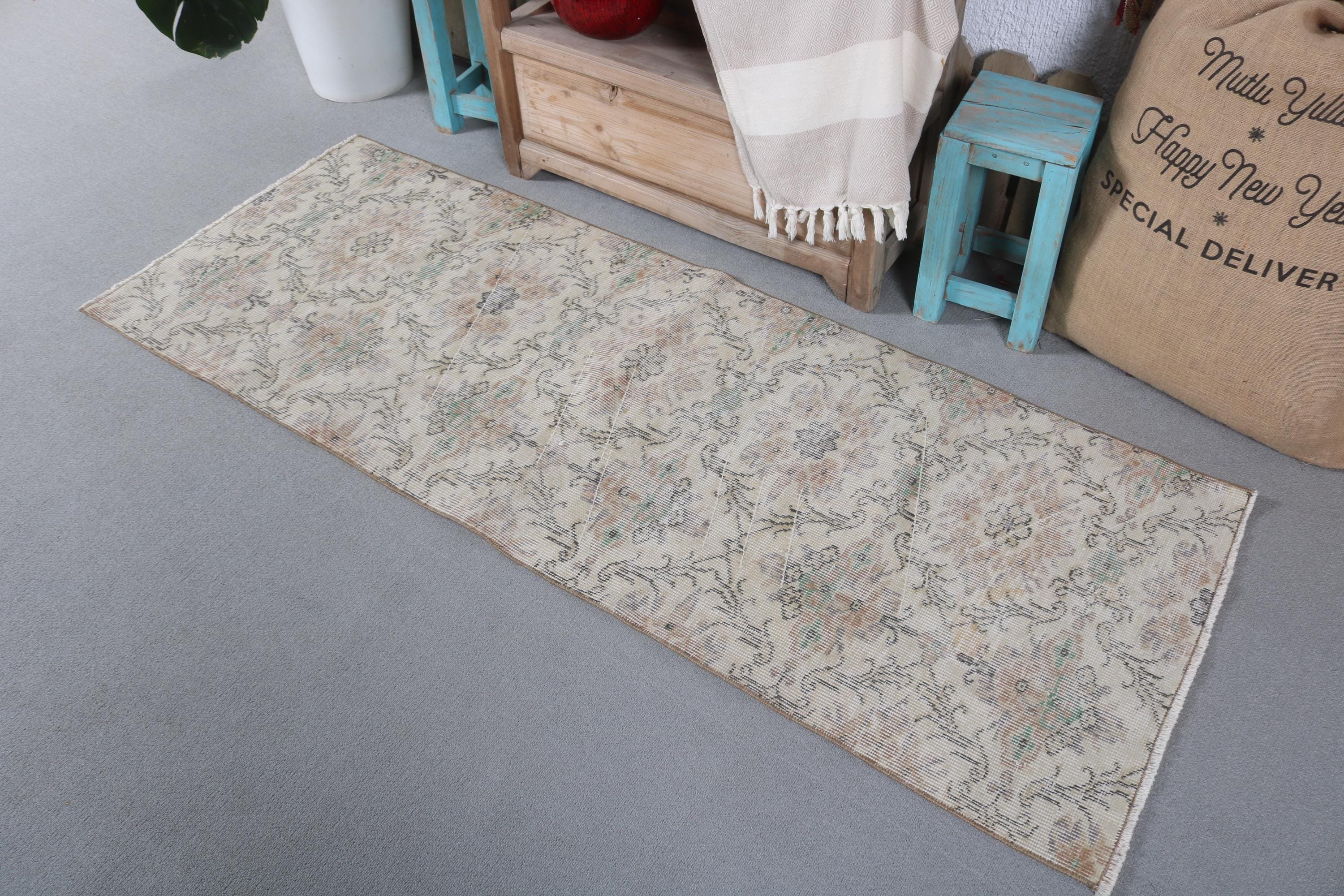 2.2x5.9 ft Runner Rug, Moroccan Rug, Aztec Rug, Beige Oriental Rugs, Corridor Rugs, Turkish Rugs, Kitchen Rug, Antique Rugs, Vintage Rugs