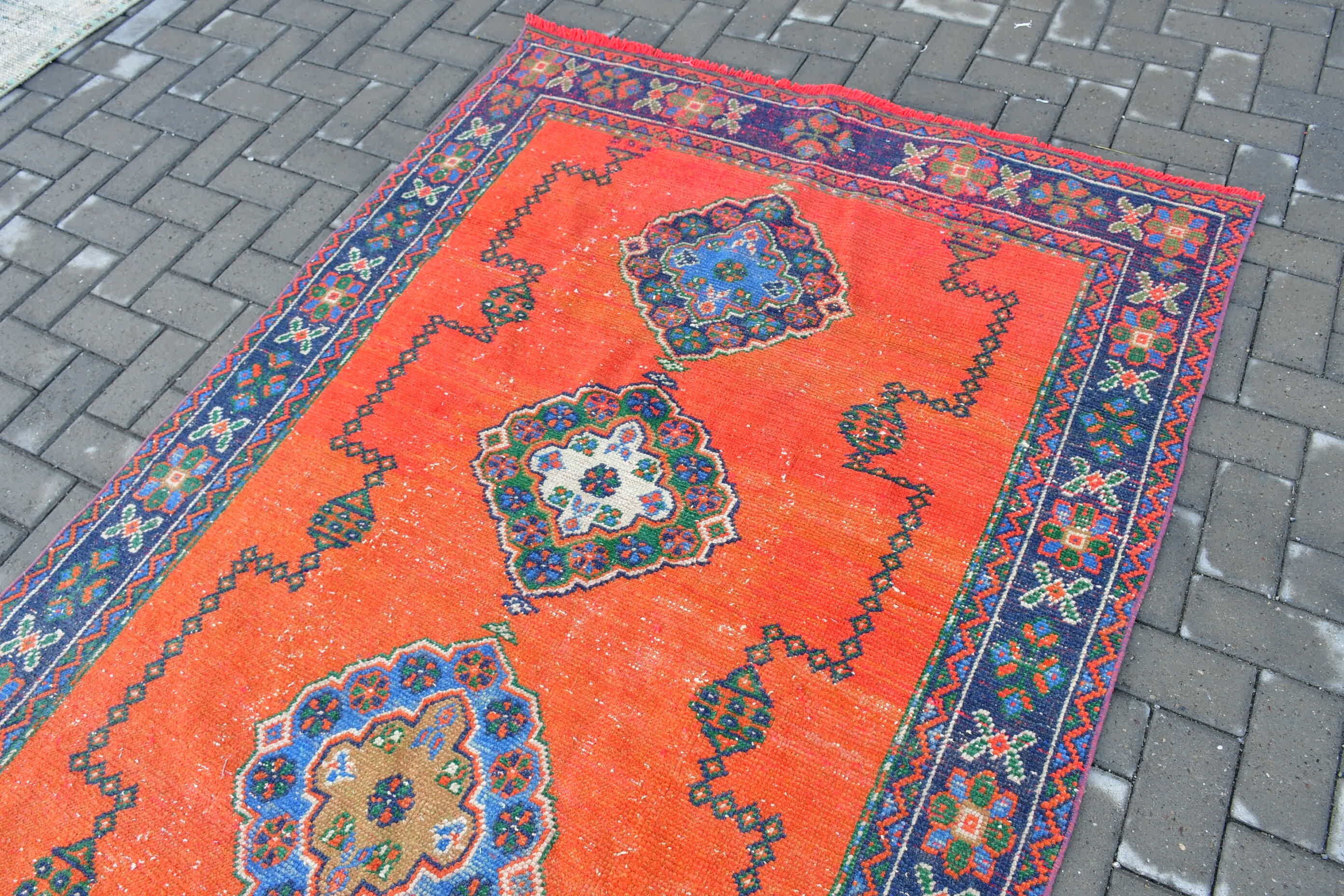 Cool Rug, Floor Rugs, Rugs for Living Room, 4.6x10.3 ft Large Rug, Vintage Rugs, Orange Oriental Rug, Salon Rug, Turkish Rug, Bedroom Rugs