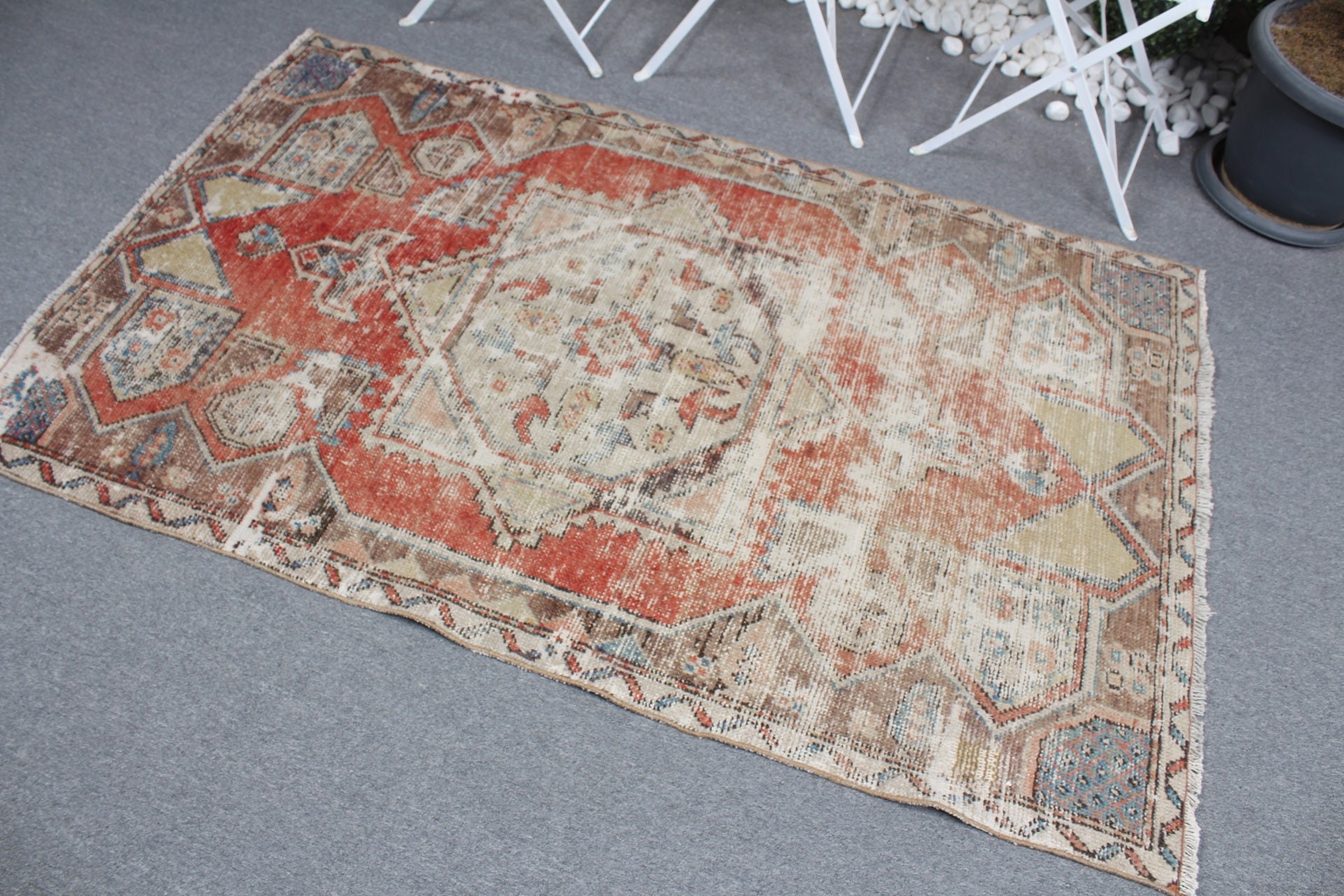 Vintage Halılar, Yatak Odası Halısı, Yer Halısı, Mutfak Halıları, Mutfak Halıları, Kırmızı 3.7x5.7 ft Accent Halı, Türk Halısı