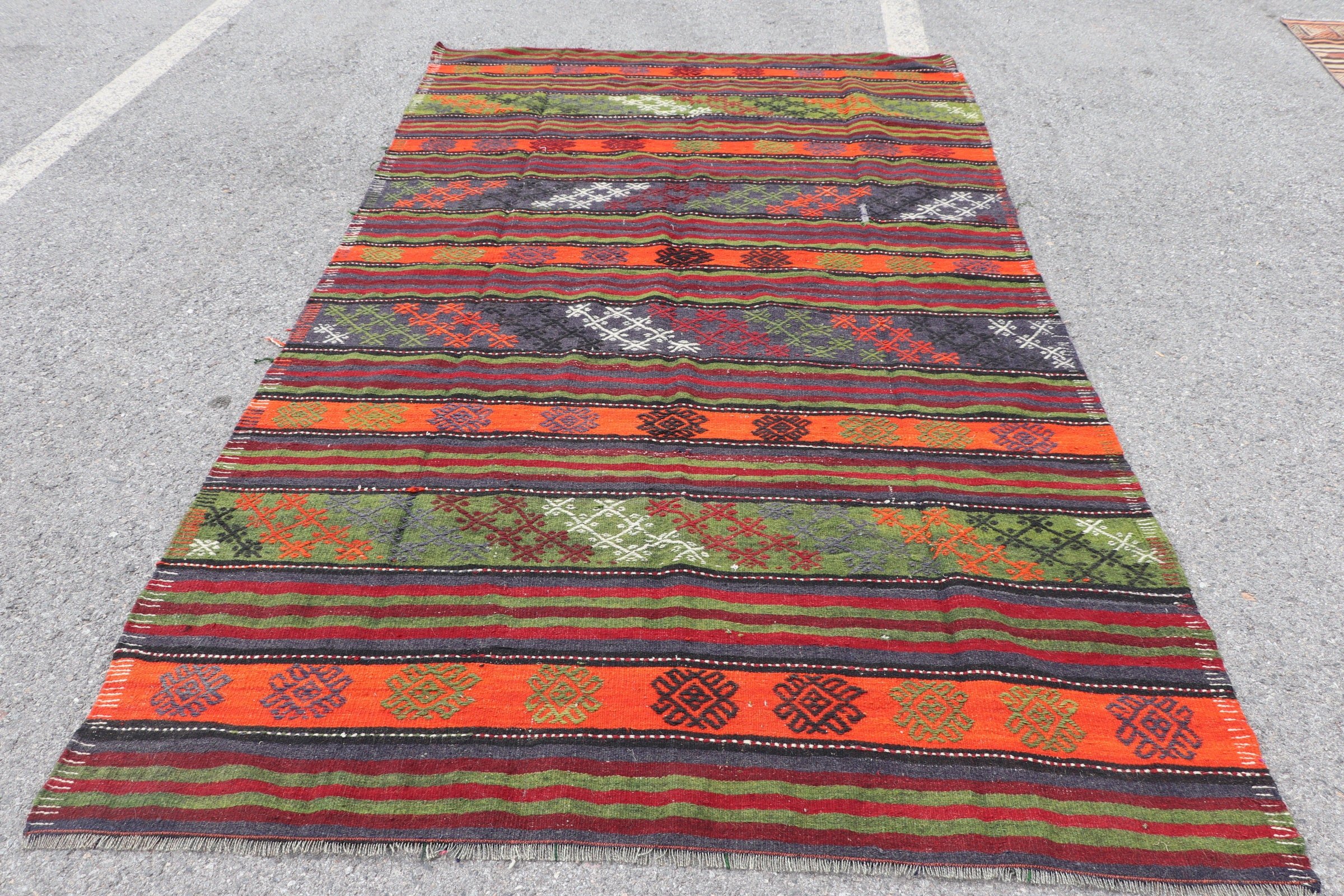 Vintage Rug, Floor Rugs, Antique Rugs, Salon Rug, Turkish Rug, Kilim, Pastel Rug, 5.6x9.8 ft Large Rug, Red Moroccan Rug, Dining Room Rug