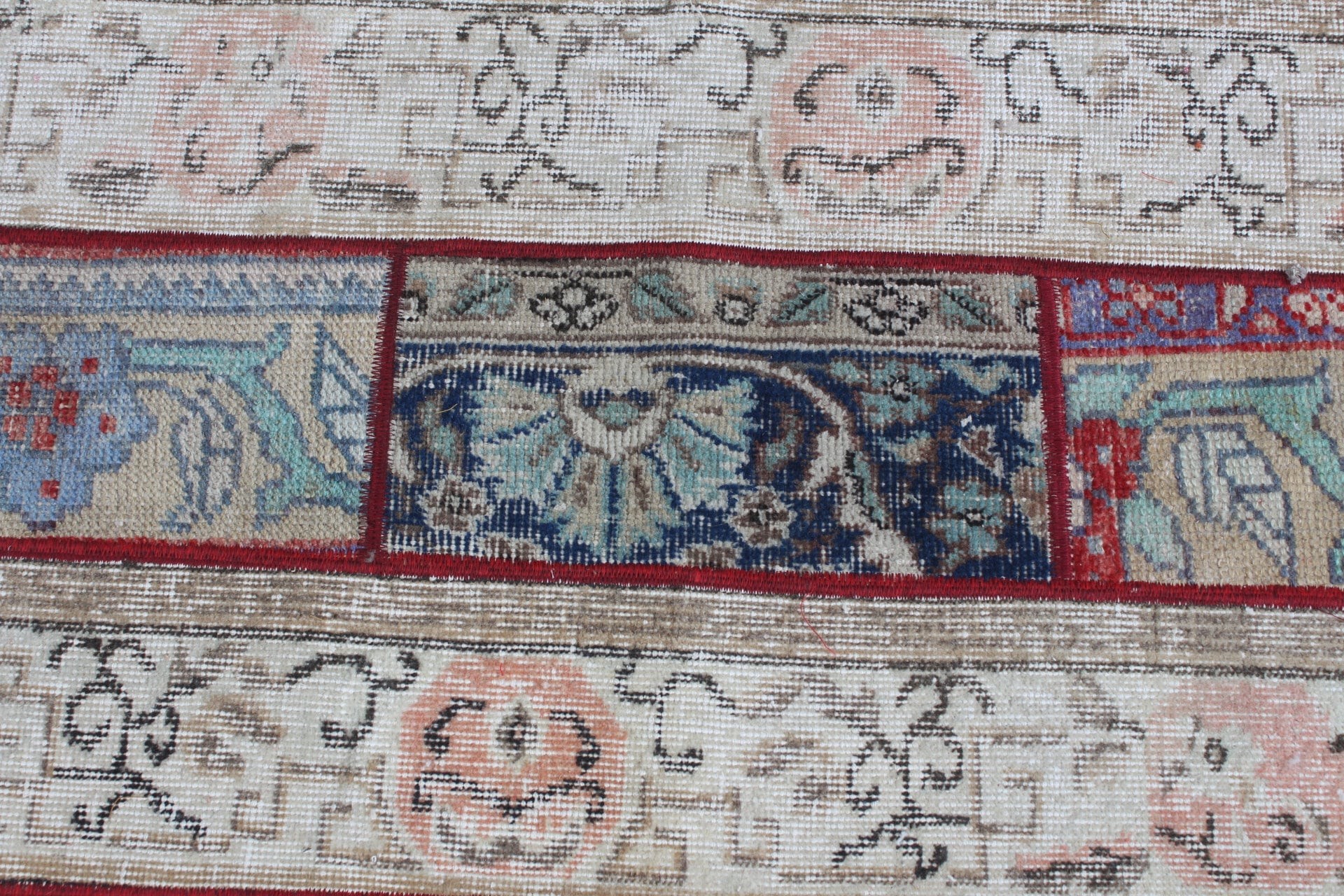 Koridor Halıları, Bej Fas Halısı, Vintage Halılar, Mutfak Halıları, Türk Halısı, Oushak Halısı, Pastel Halı, 1.9x6.2 ft Yolluk Halısı