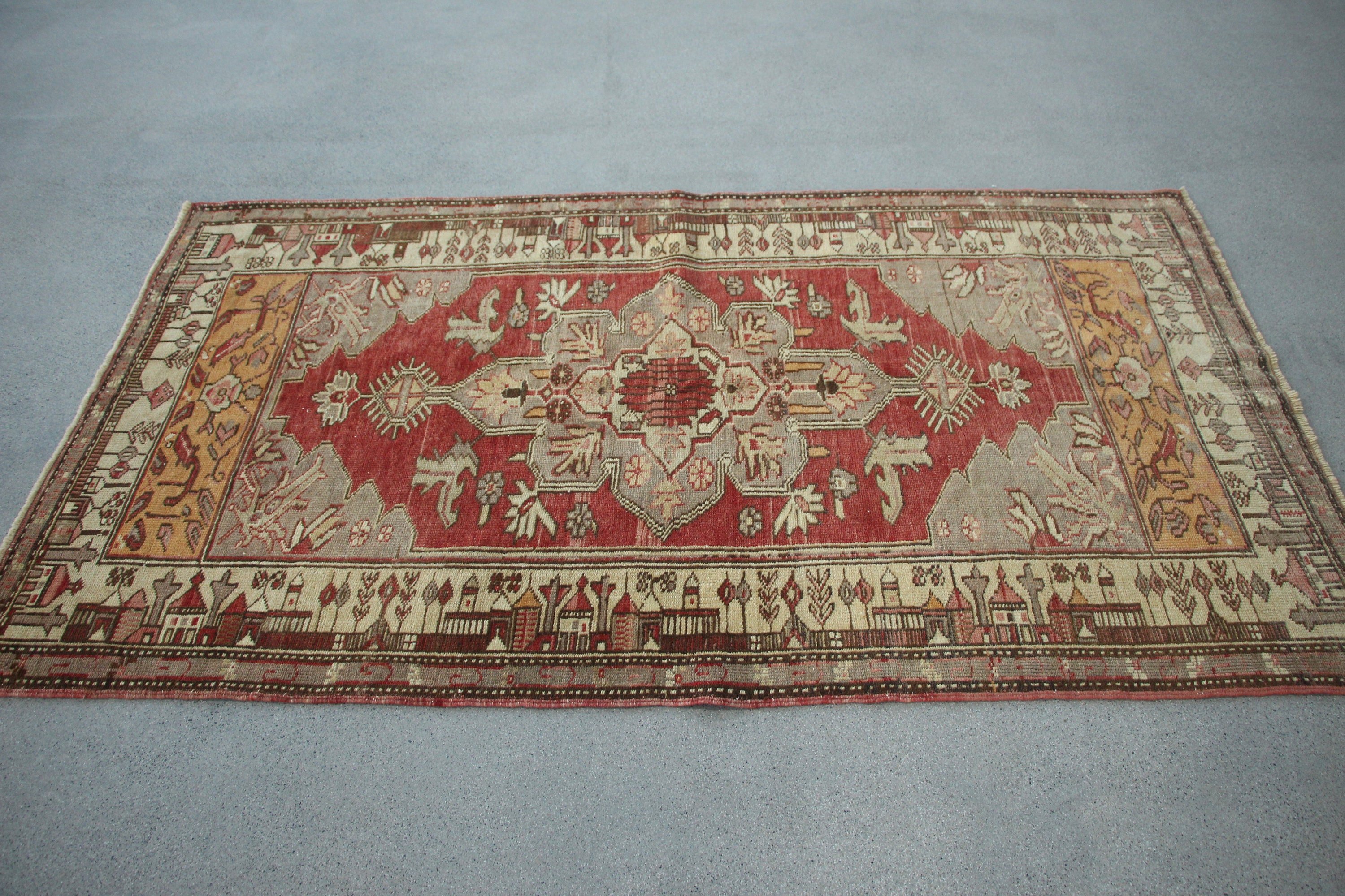 Red Cool Rugs, Entry Rug, Moroccan Rugs, Turkish Rug, Home Decor Rugs, 3.6x6.6 ft Accent Rugs, Bedroom Rugs, Vintage Rug, Rugs for Entry