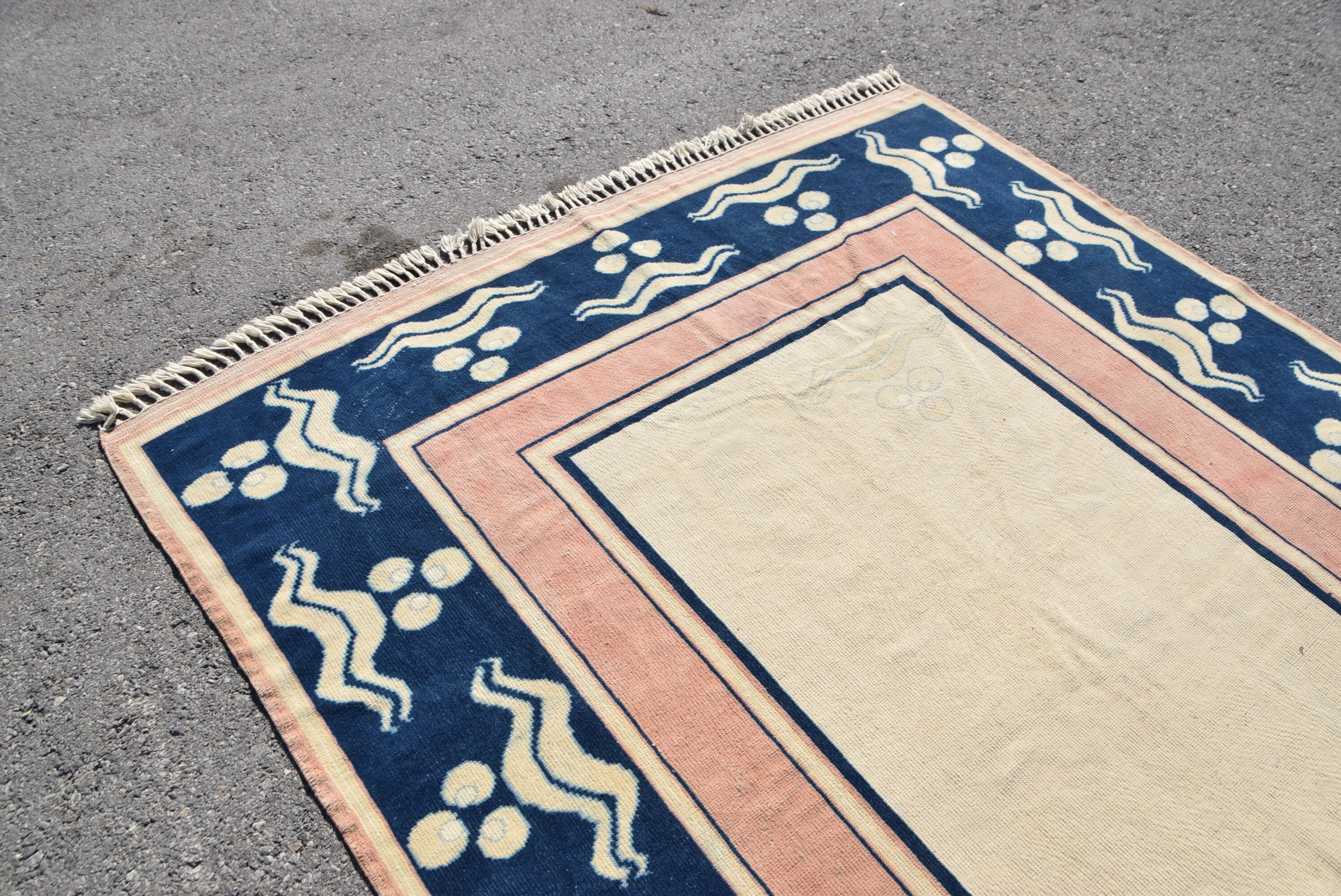 Dining Room Rug, Beige Wool Rugs, Bedroom Rugs, Wool Rugs, Anatolian Rug, Old Rug, Vintage Rug, Dorm Rug, 6.3x8.8 ft Large Rug, Turkish Rug