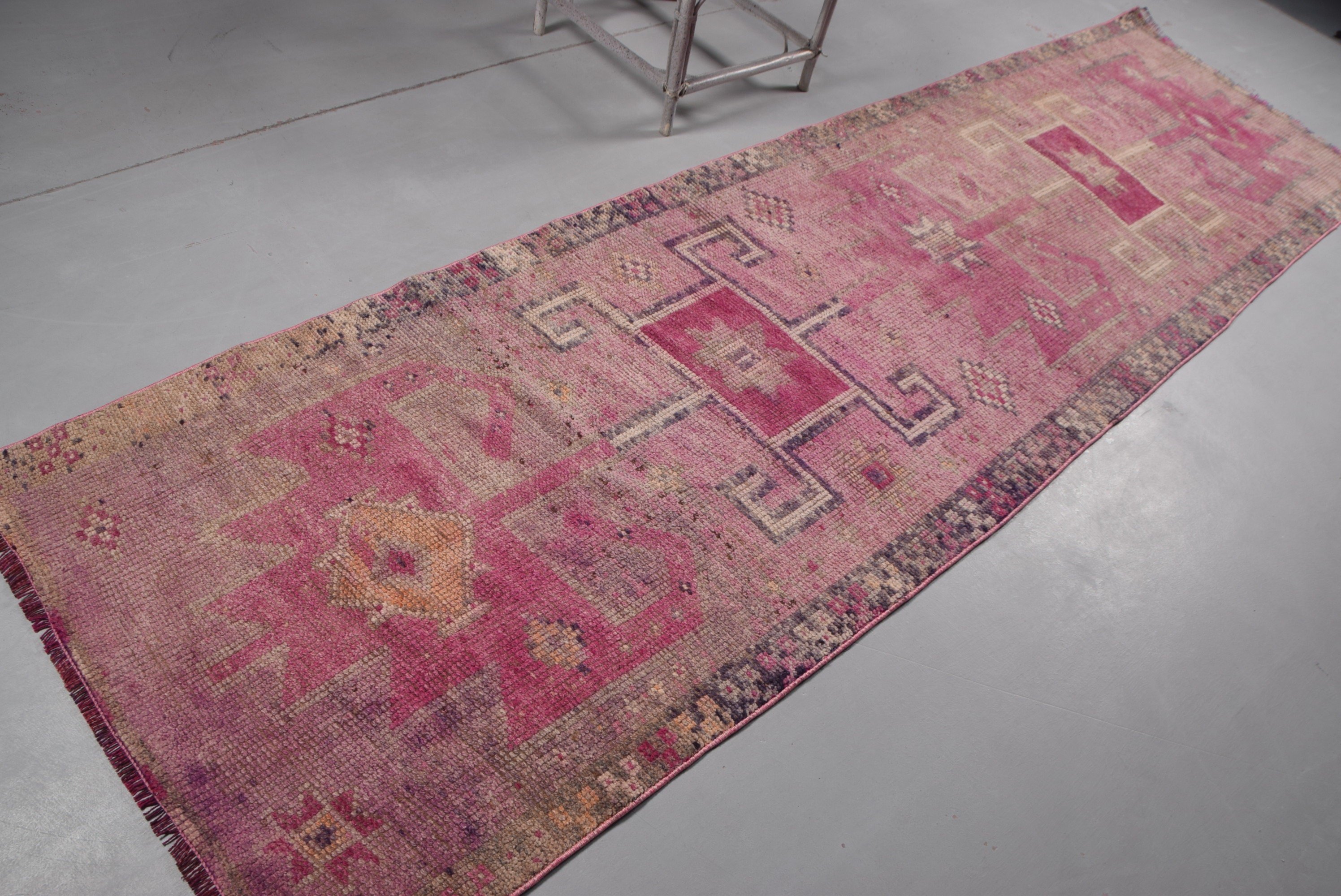 Rugs for Hallway, Art Rug, Bedroom Rugs, 3.1x11.4 ft Runner Rug, Floor Rug, Vintage Rug, Old Rug, Turkish Rug, Stair Rug, Pink Oriental Rug