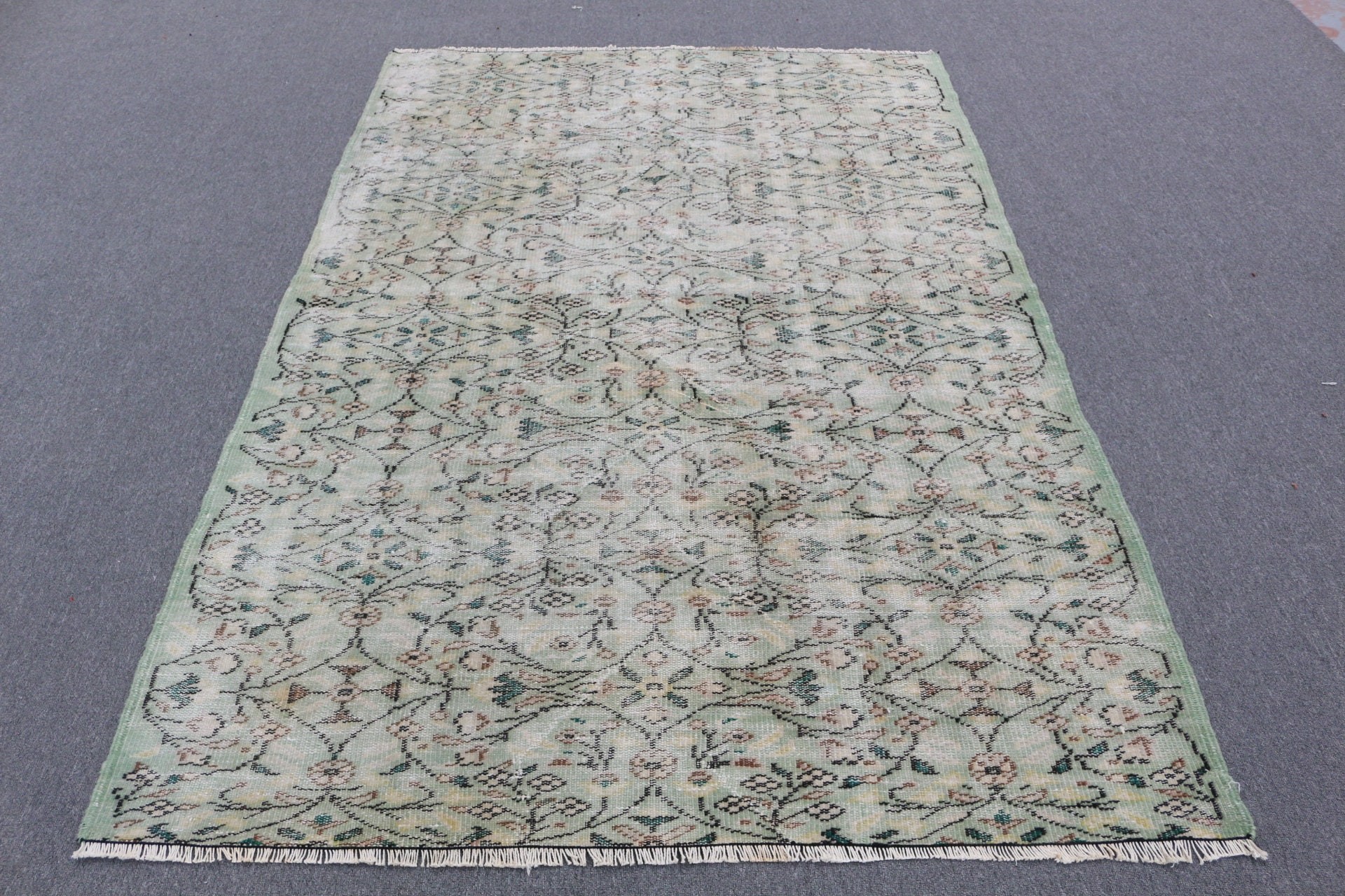 Anatolian Rug, 4.9x7.4 ft Area Rugs, Rugs for Area, Green Antique Rug, Pastel Rugs, Moroccan Rug, Indoor Rug, Turkish Rug, Vintage Rugs