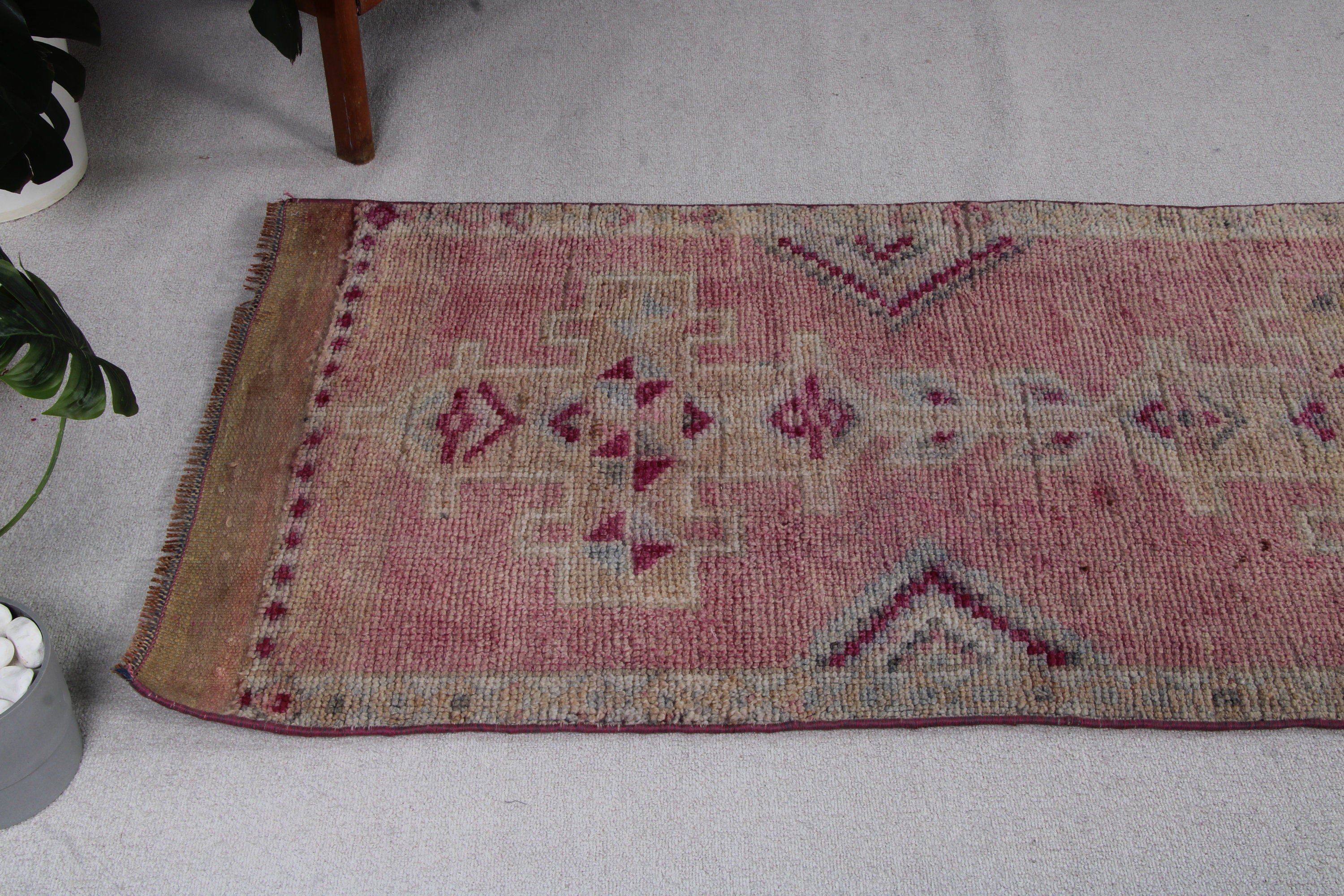 3.1x10.7 ft Runner Halı, Mor El Dokuma Halı, Yatak Odası Halıları, Beni Ourain Runner Halı, Etnik Halılar, Vintage Halılar, Anadolu Halıları, Türk Halıları